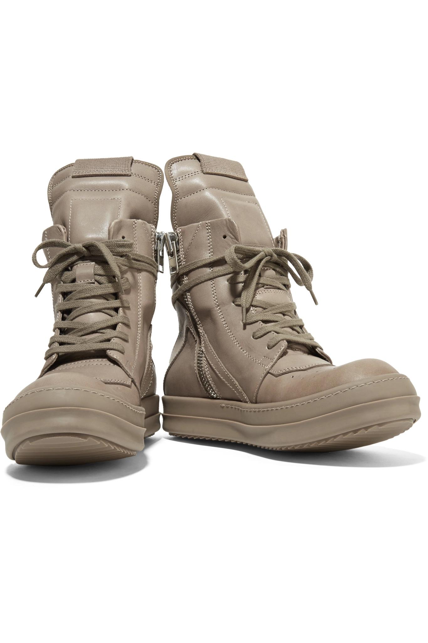 Lyst - Rick Owens Leather High-top Sneakers