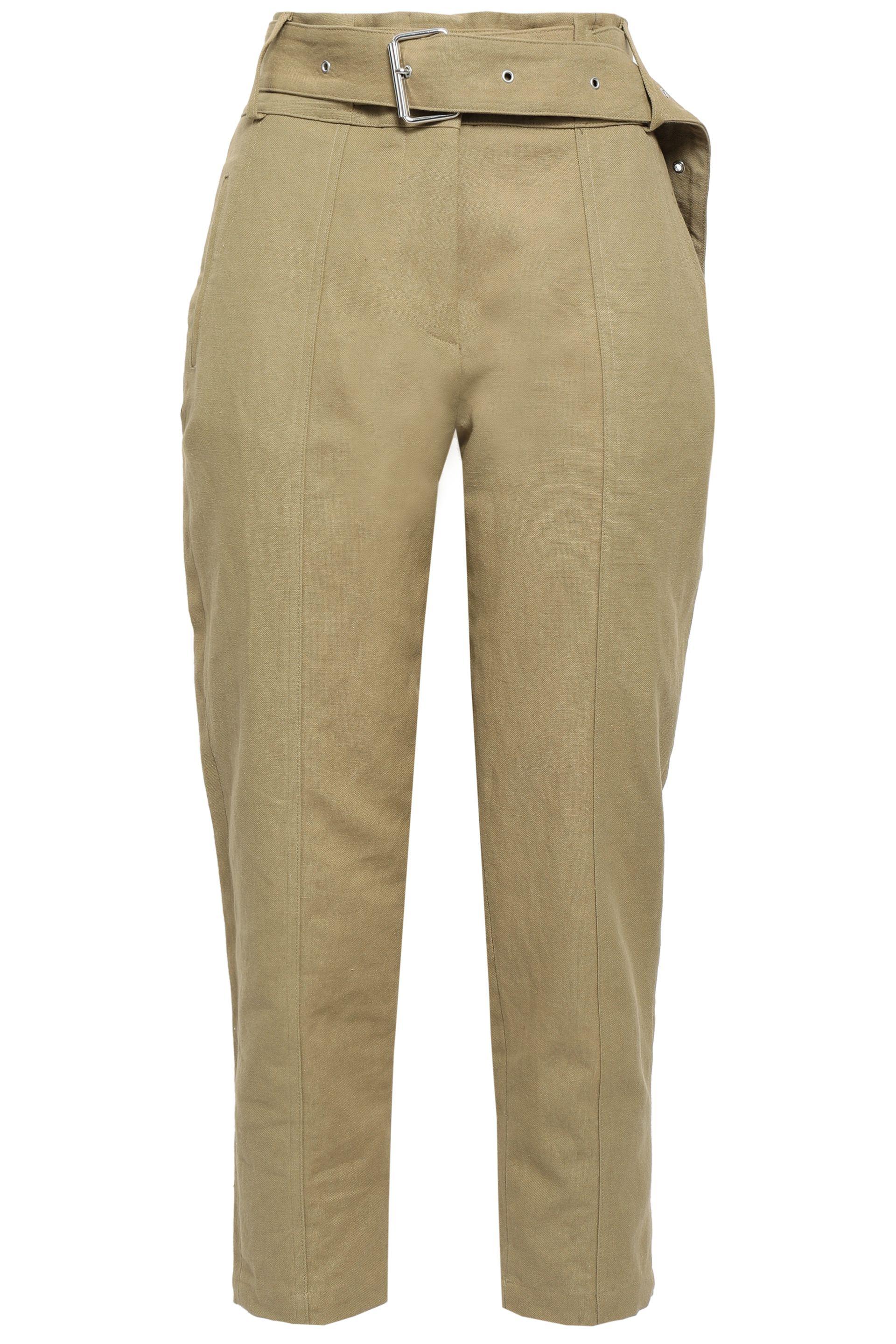 IRO Infelasa Cropped Linen And Cottonblend Tapered Pants Sage Green Lyst