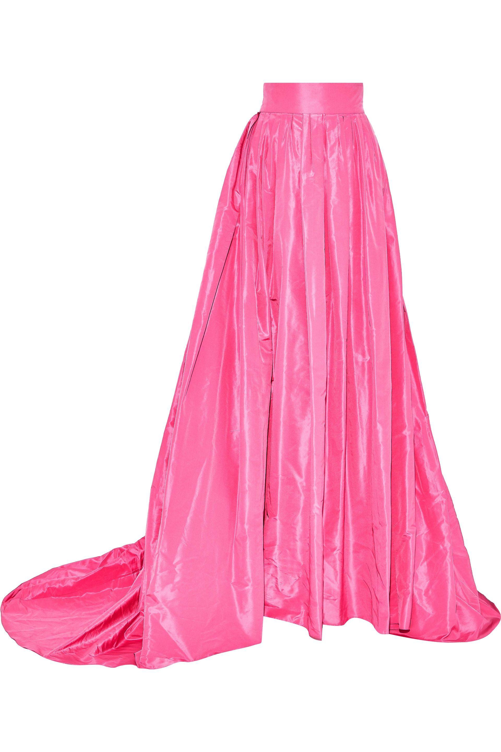 Carolina Herrera Flared Pleated Silk-taffeta Maxi Skirt Pink in Pink - Lyst