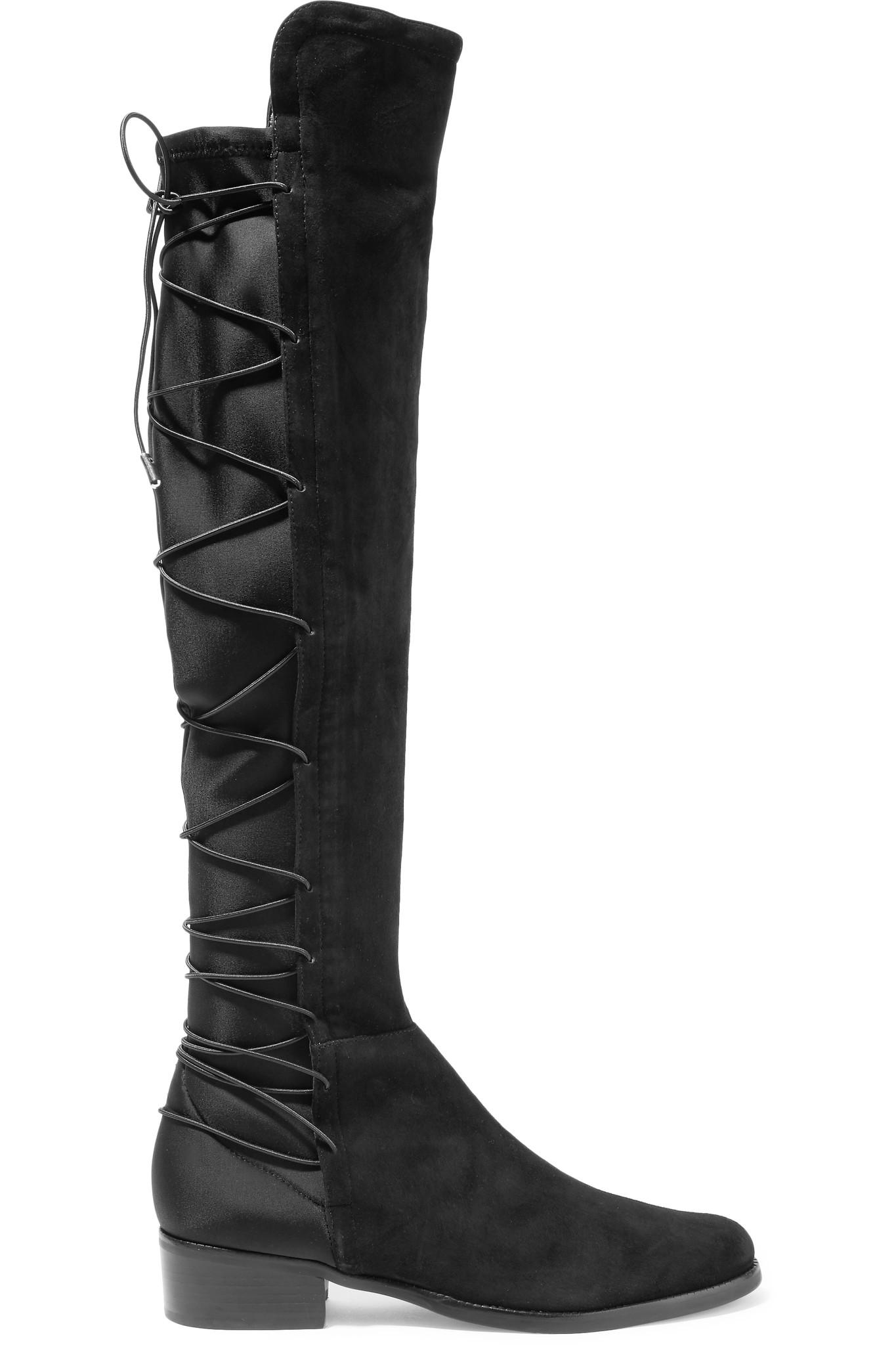 Lyst Schutz Talia Laceup Suede And Neoprene Overtheknee Boots in Black
