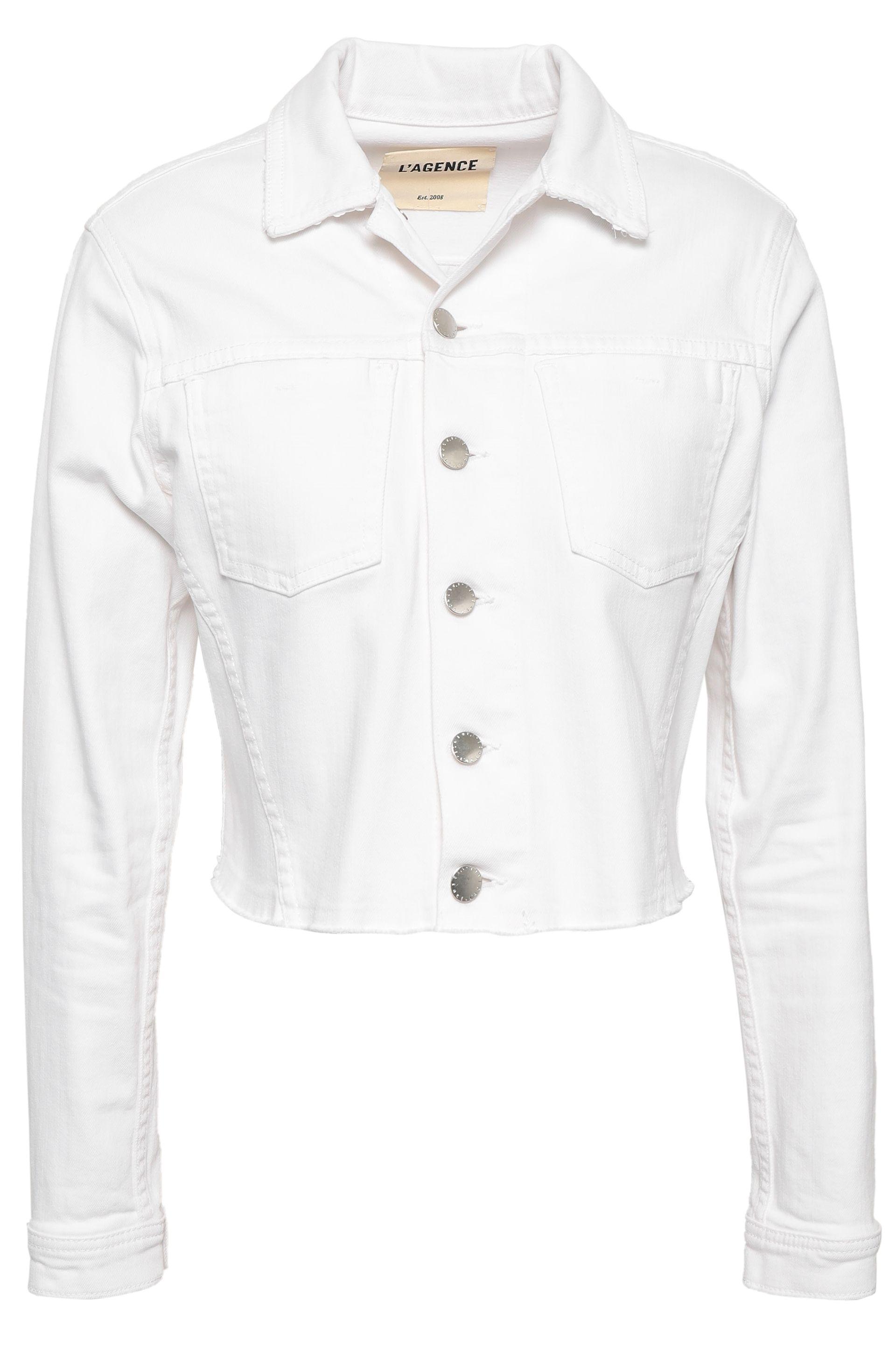L'Agence Sequined Denim Jacket White - Lyst