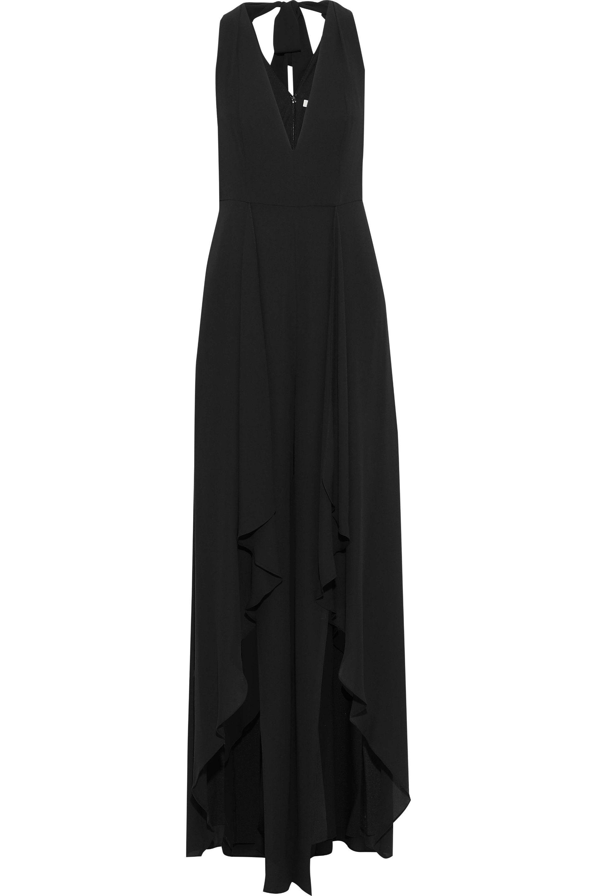 Halston Synthetic Layered Crepe Jumpsuit Black - Lyst