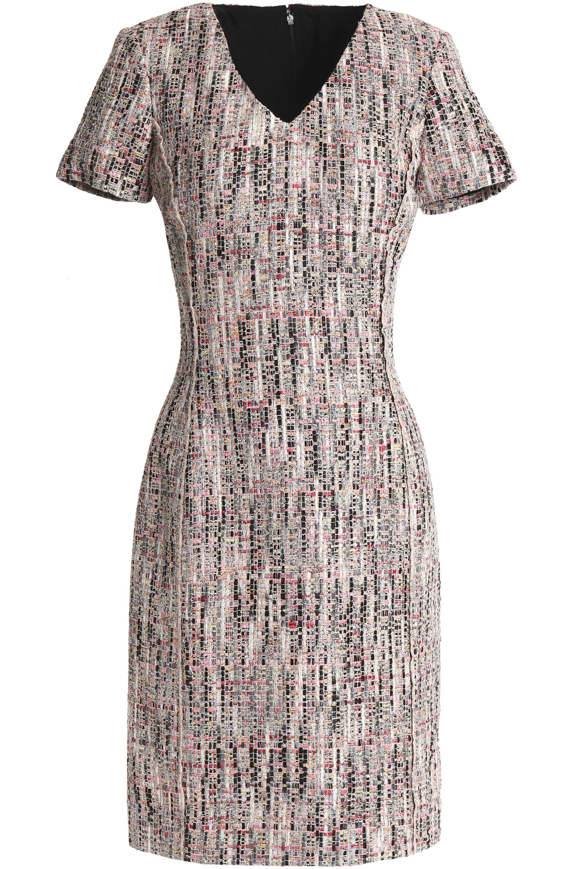 Oscar De La Renta Tweed Dress In Pink Lyst