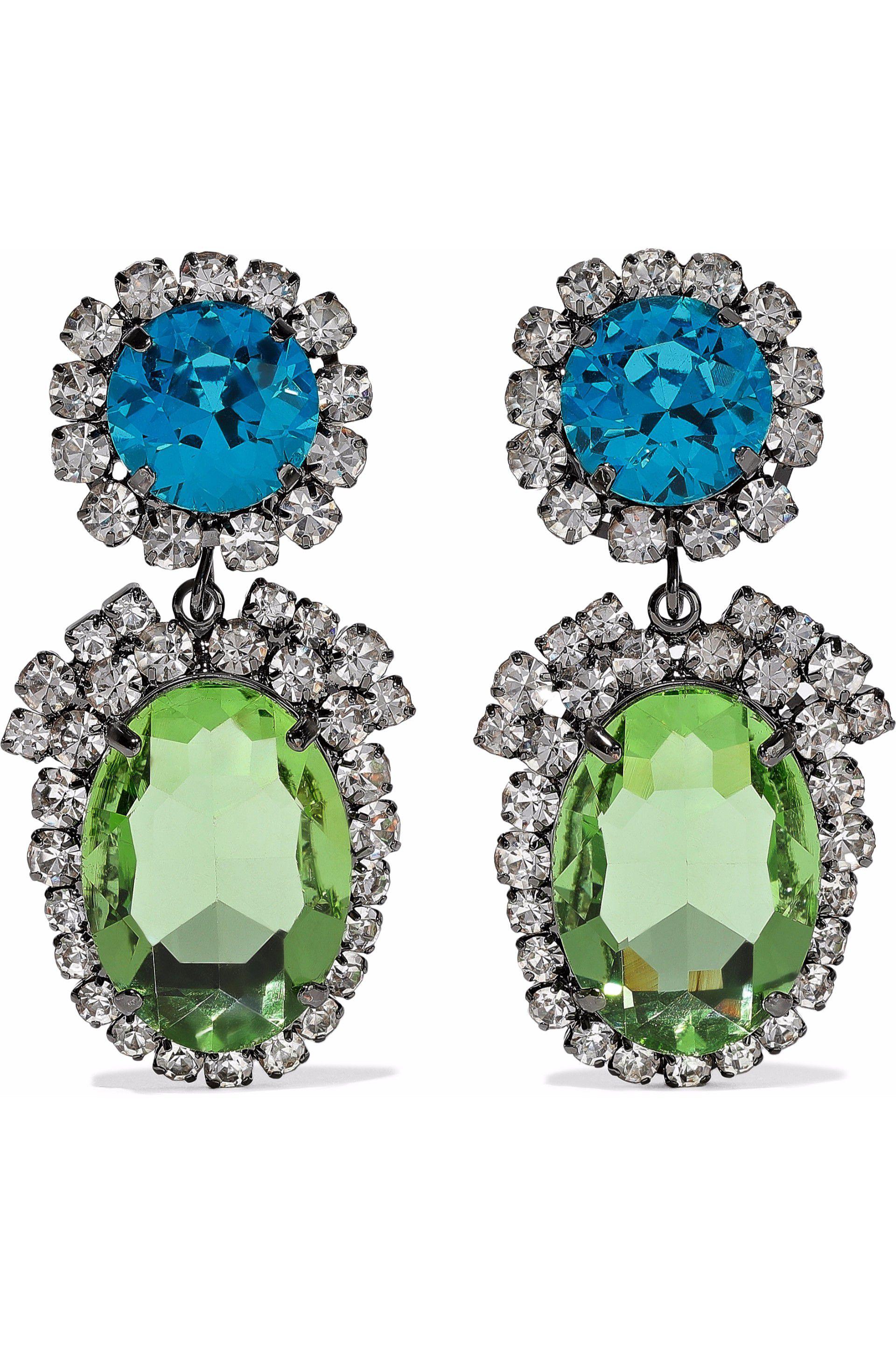Lyst Kenneth Jay Lane Gunmetal Tone Crystal Clip Earrings Kenneth Jay Lane Women S Gunmetal Tone Crystal Clip Earrings