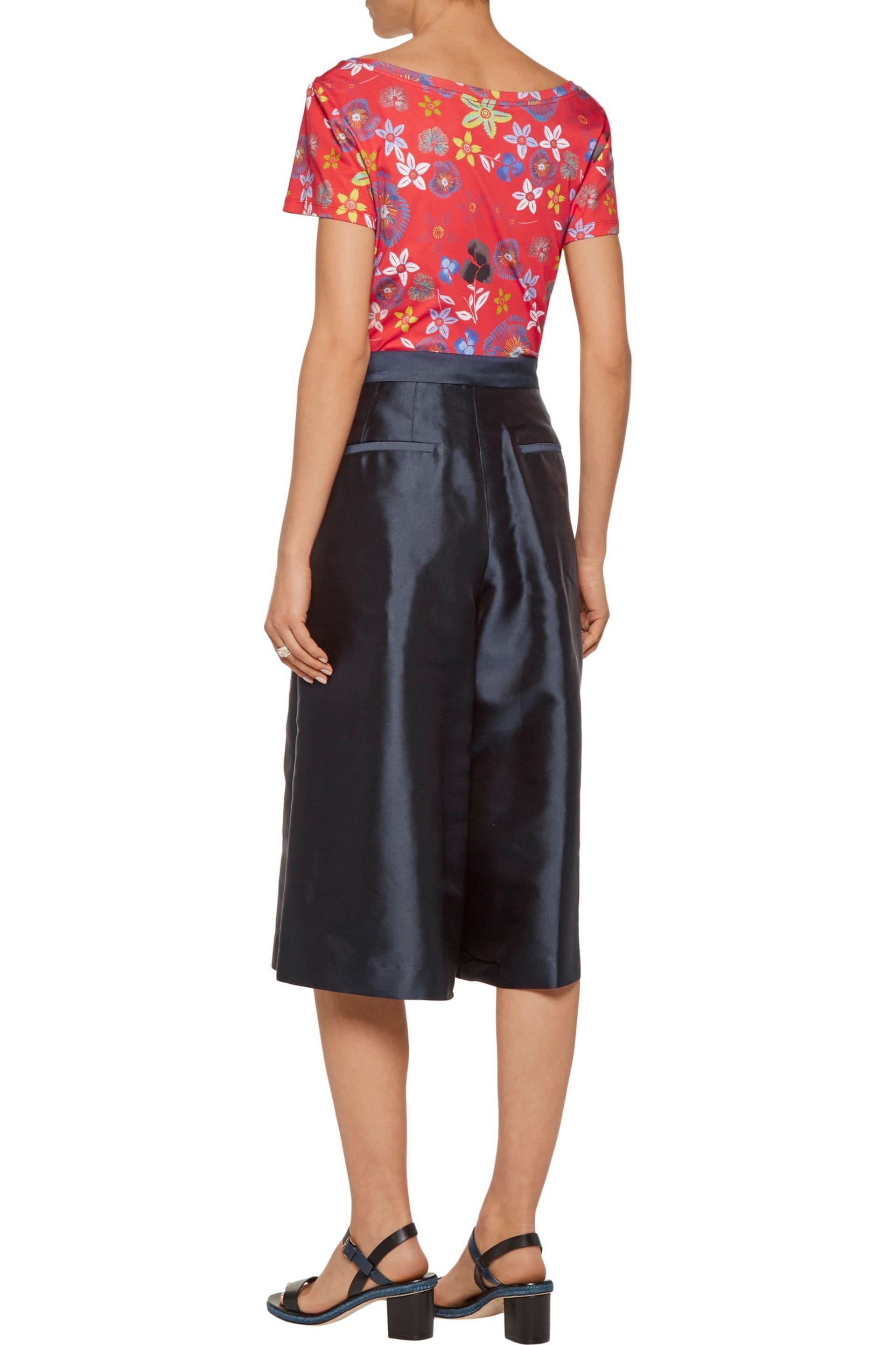 Lyst - Suno Pleated Silk And Cotton-blend Faille Culottes Midnight ... Gallery