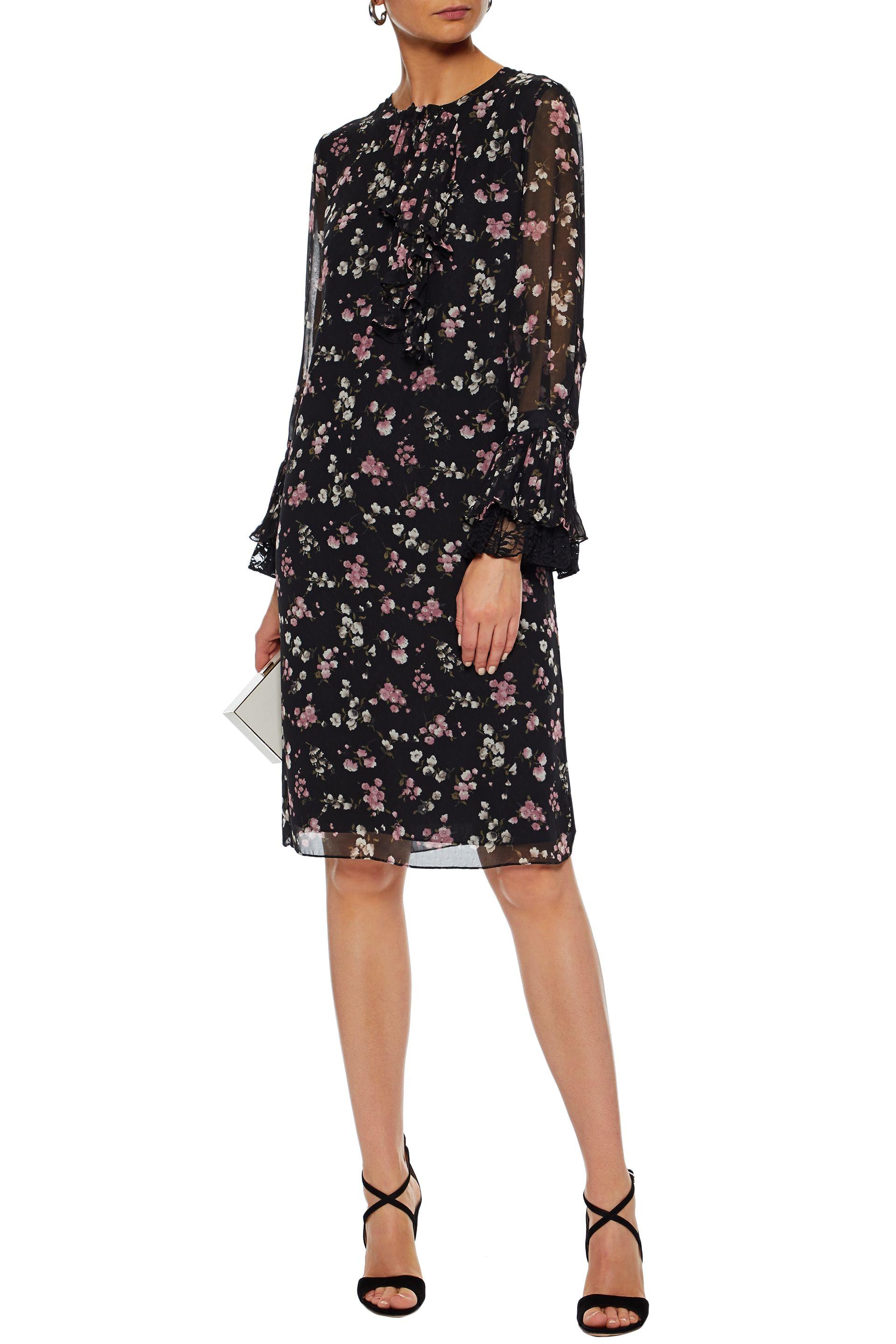 Black Print Chiffon Dress