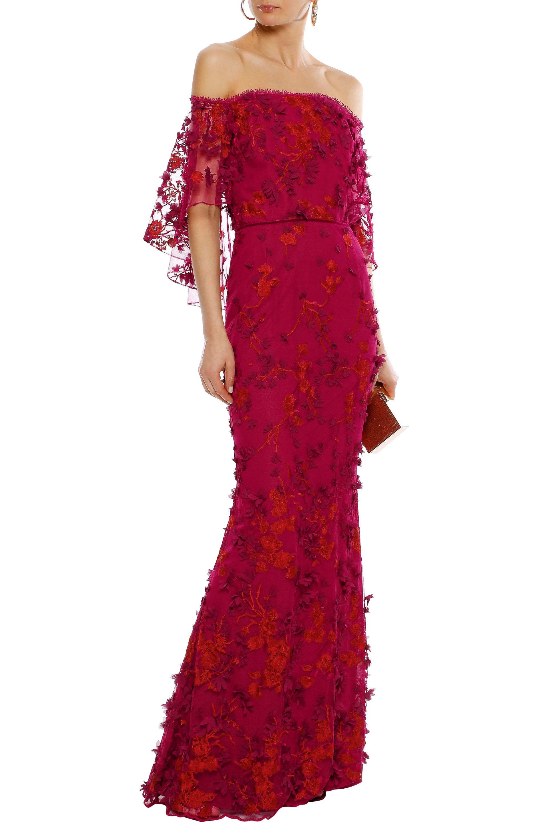 marchesa notte floral tulle mermaid gown
