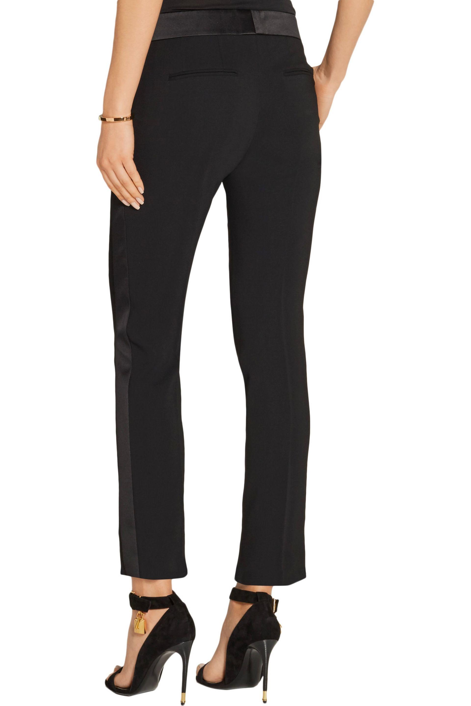 Lyst - Tom Ford Satin-trimmed Stretch-cady Straight-leg Tuxedo Pants in ...