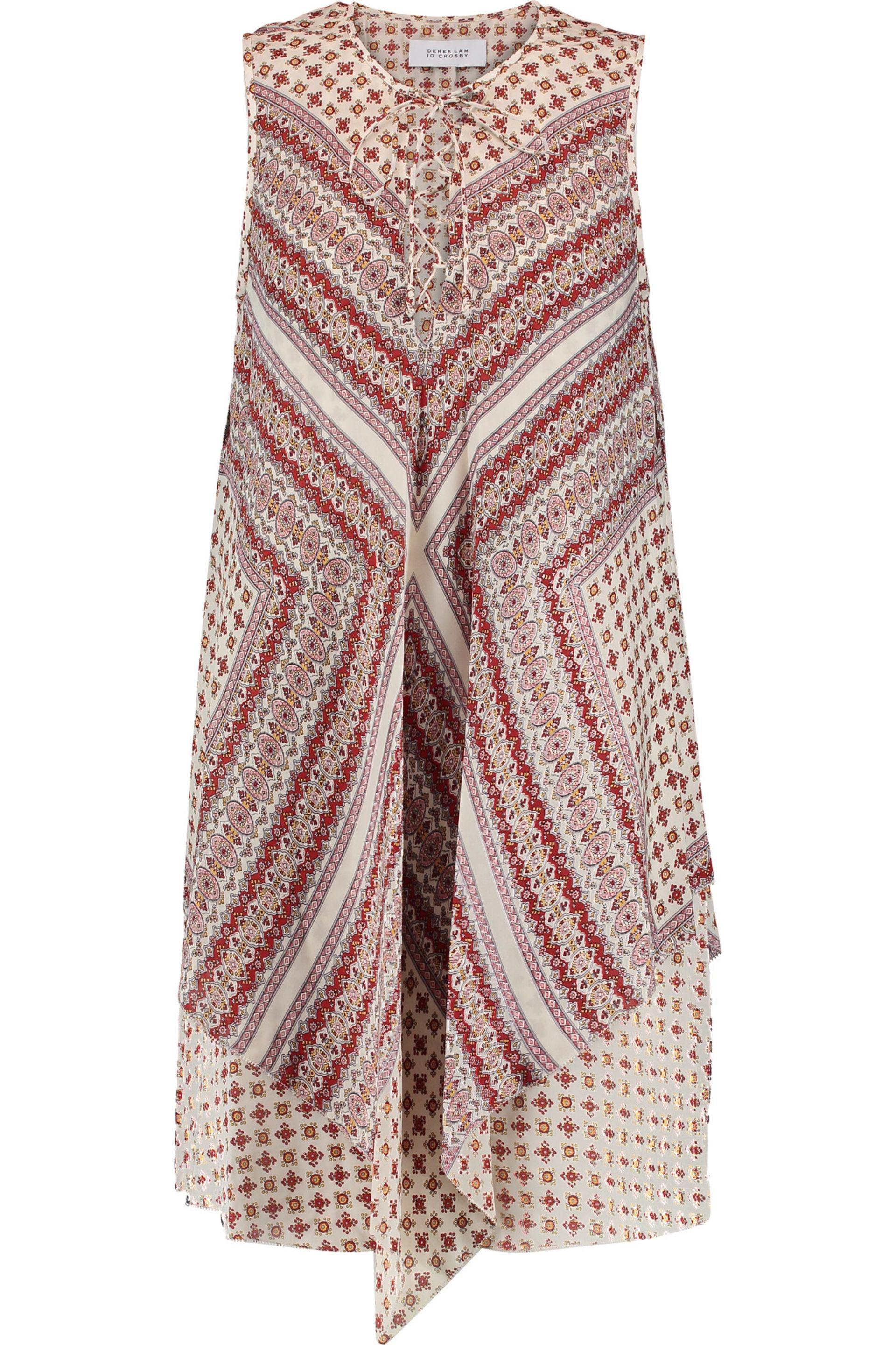 Lyst - 10 crosby derek lam Lace-up Printed Silk Mini Dress in White 10 Crosby Derek Lam. Women's White Lace-up Printed Silk ...