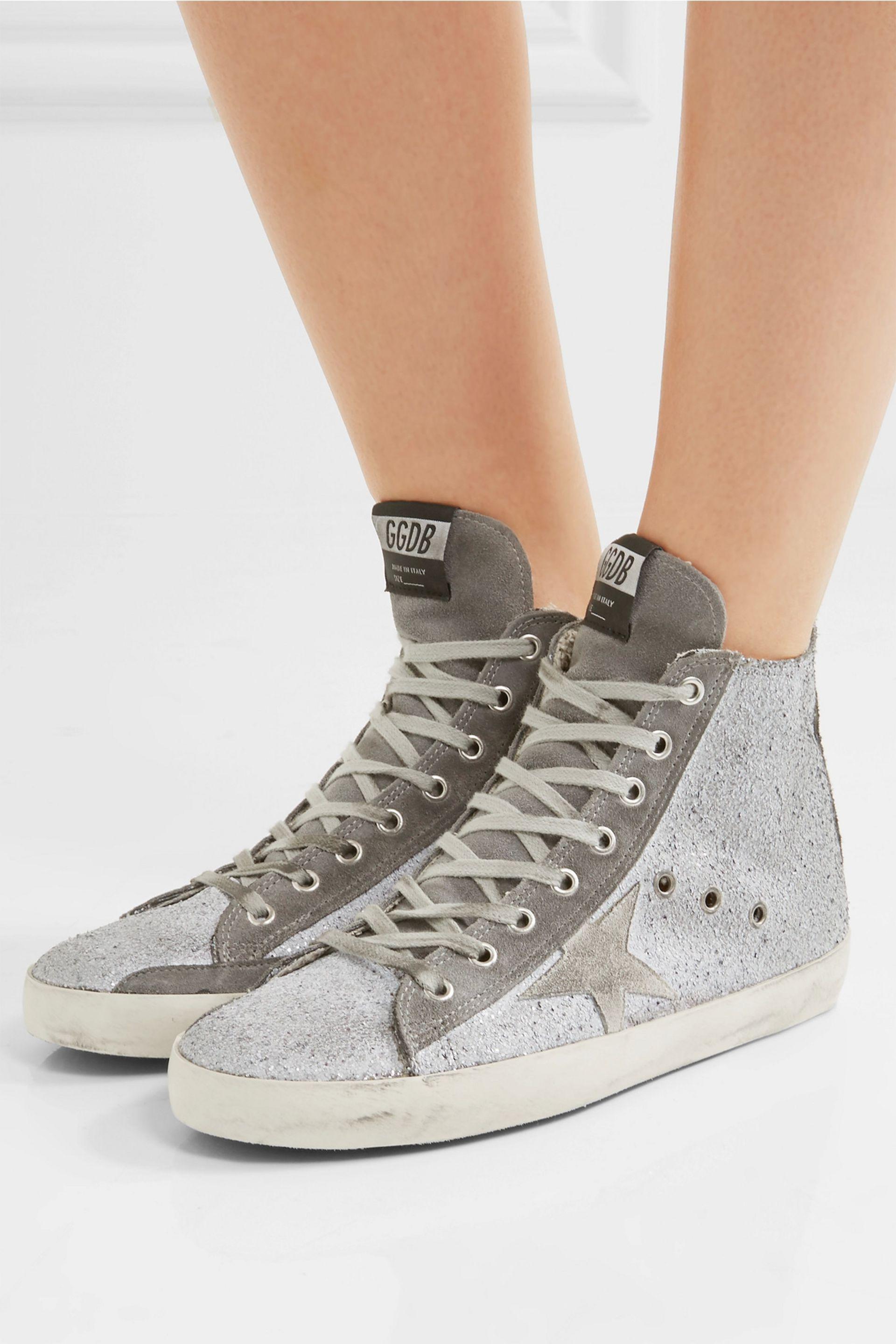 Lyst - Golden Goose Deluxe Brand Francy Distressed Glittered Suede High ...