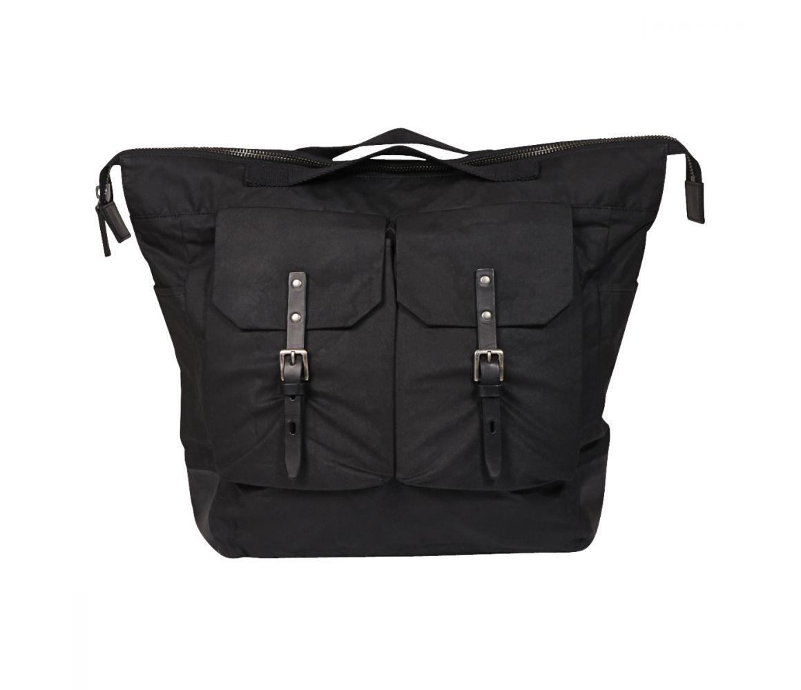 Ally Capellino Black Waxed Cotton And Cowhide Frank Backpack in Black ...