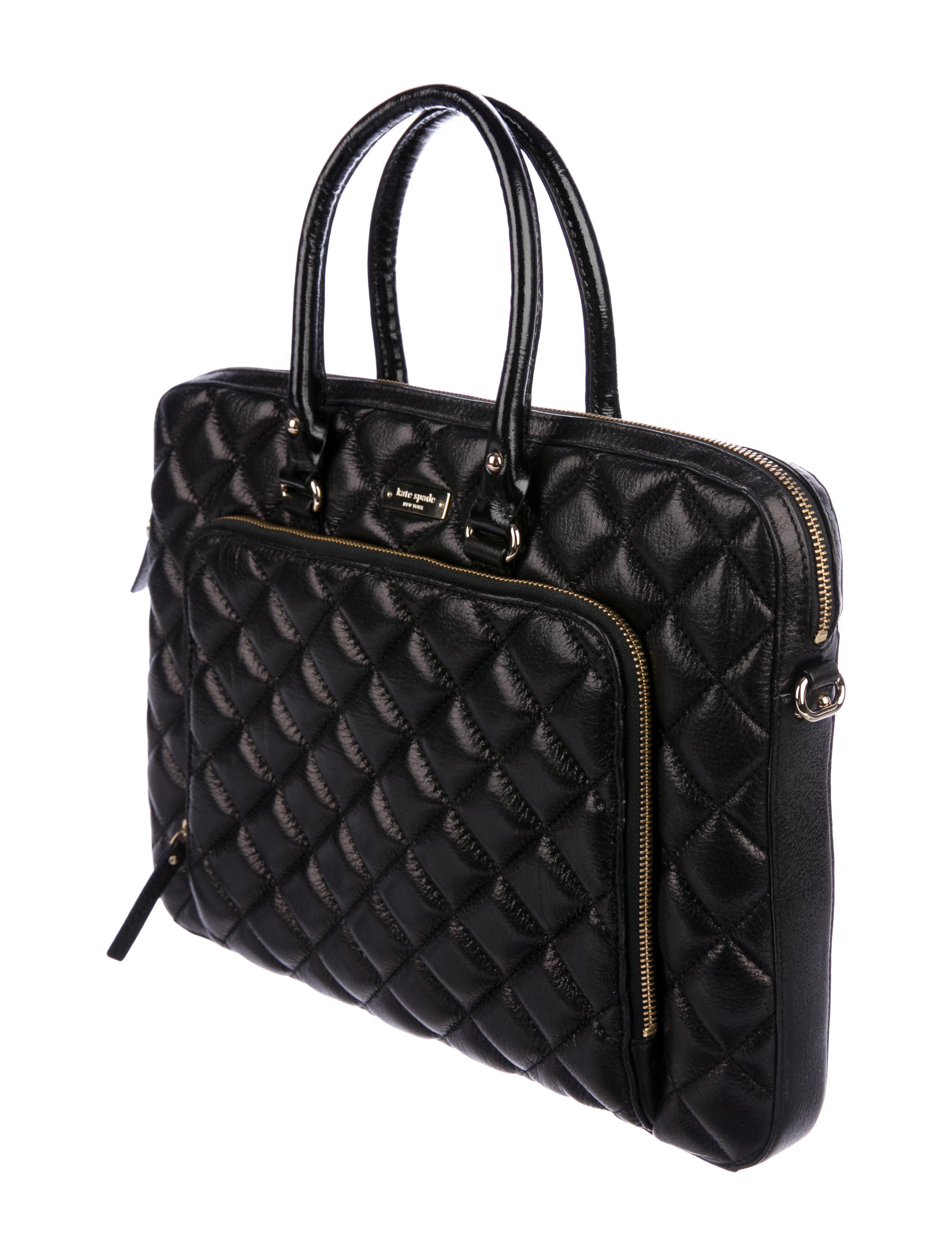 Lyst Kate Spade Gold Coast Janine Laptop Bag Black In Metallic Gallery