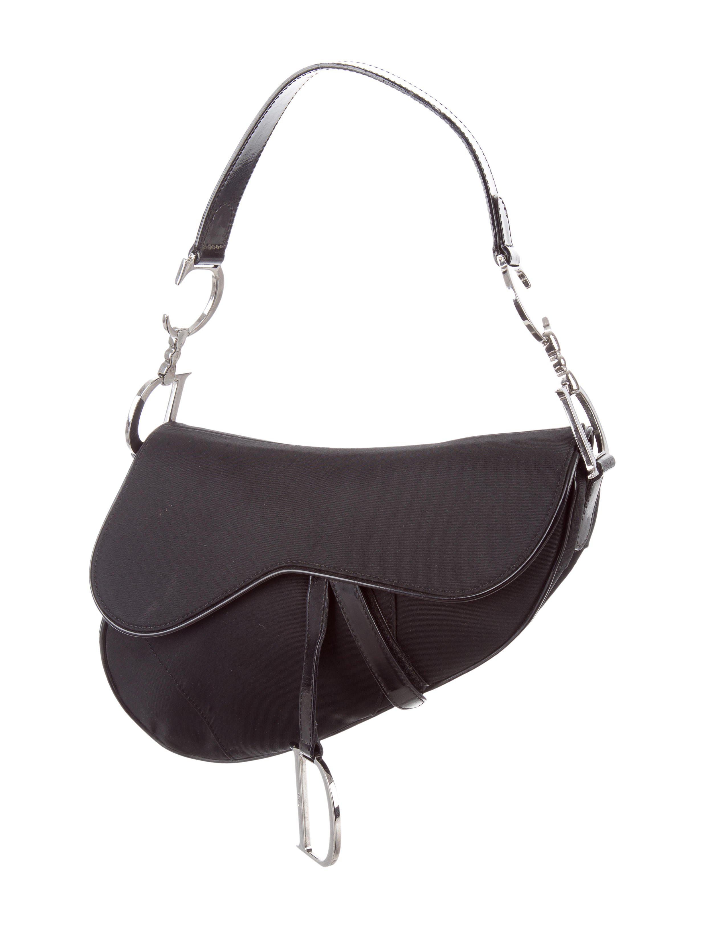 Lyst - Dior Nylon Saddle Bag Black in Metallic