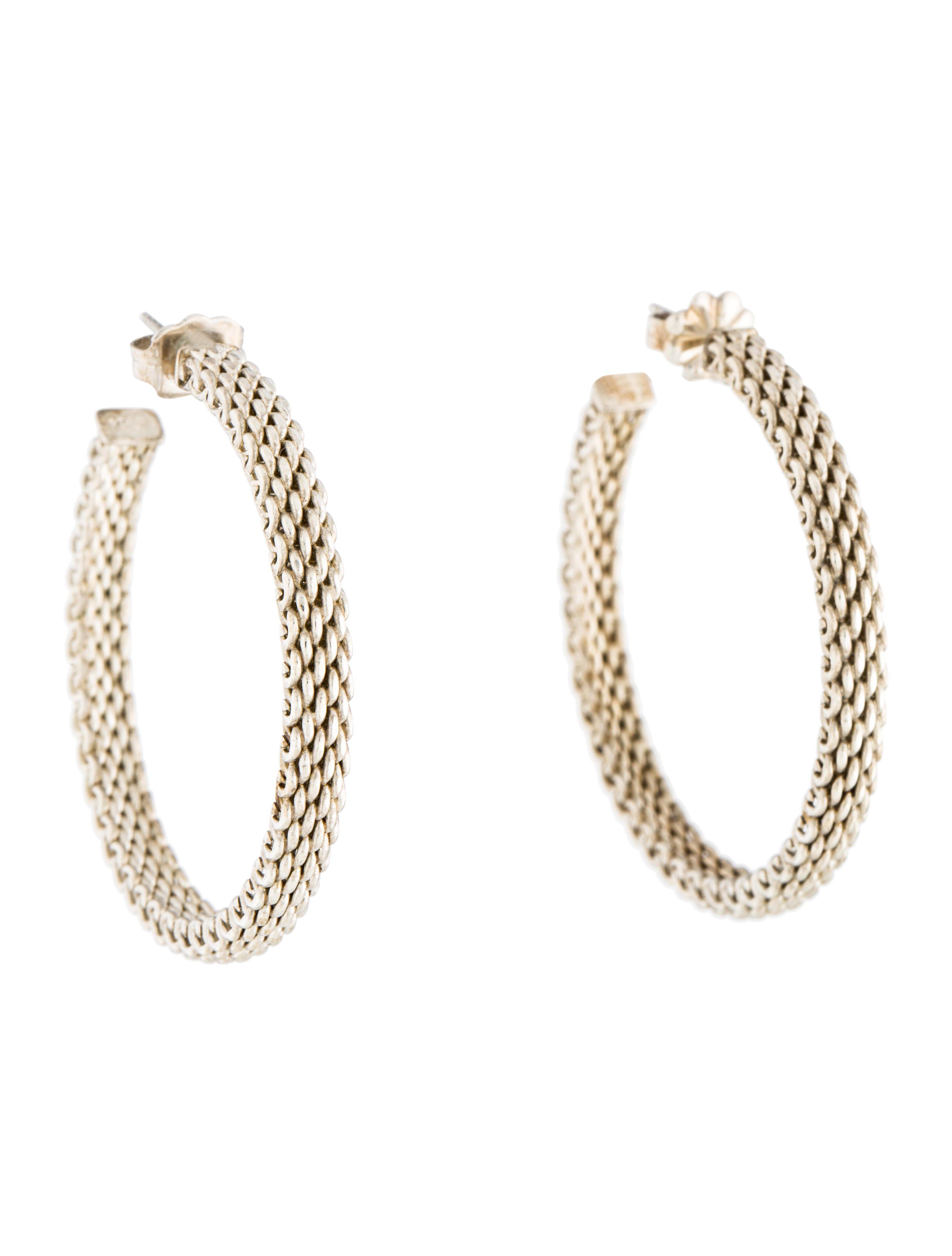 Lyst Tiffany Co Somerset Hoop Earrings Silver In Metallic Gallery