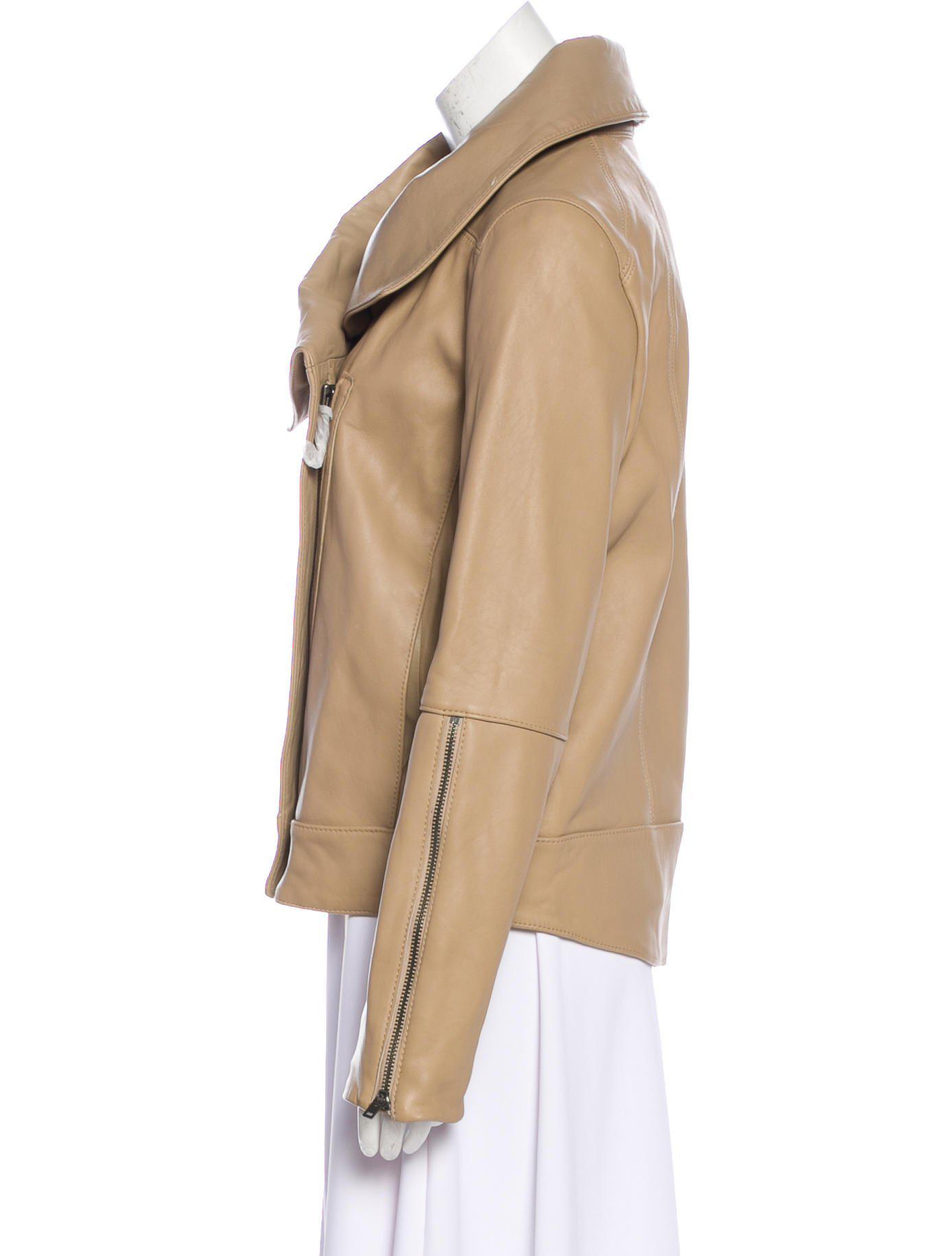 Lyst Helmut Lang Leather High Collar Jacket Tan In Natural
