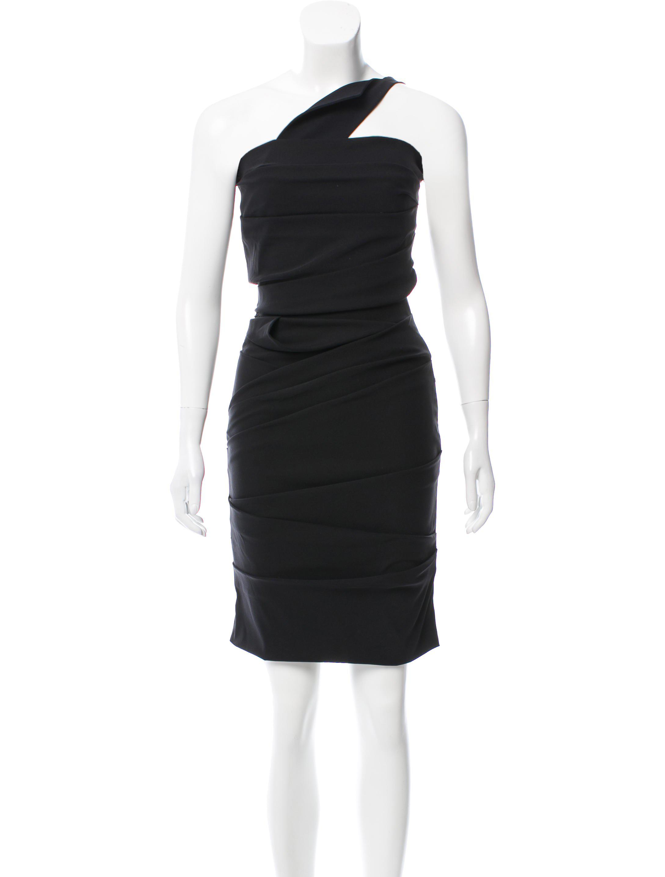 Black One Shoulder Draped Dress