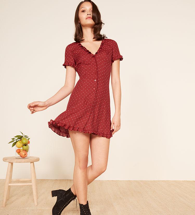 Lyst - Reformation Dallas Dress in Red