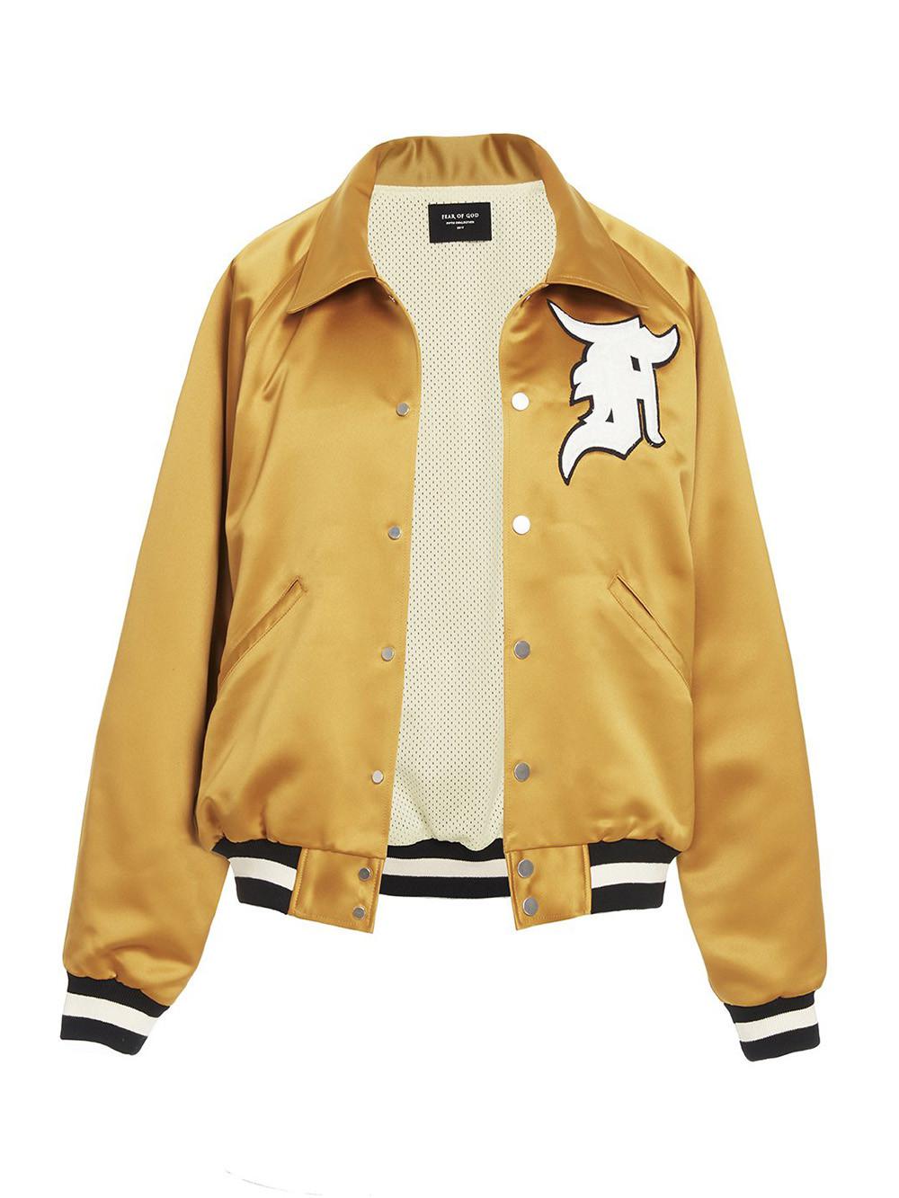 Lyst - Fear Of God Satin Coach Baseball Jacket in Yellow for Men