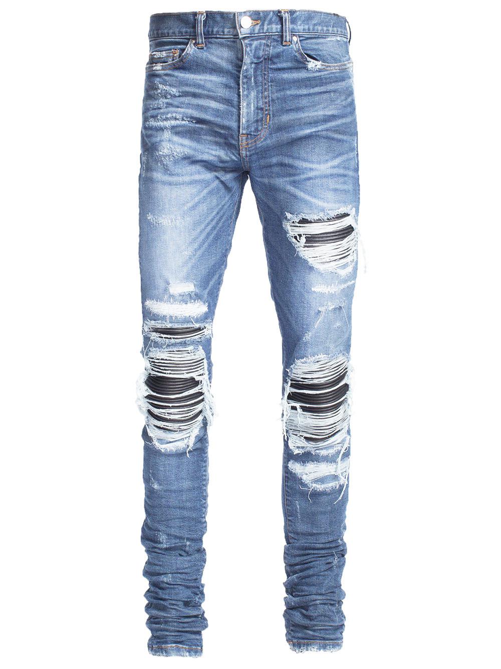 Amiri Mx1 Leather Patch Jeans Classic Indigo in Blue for Men - Lyst
