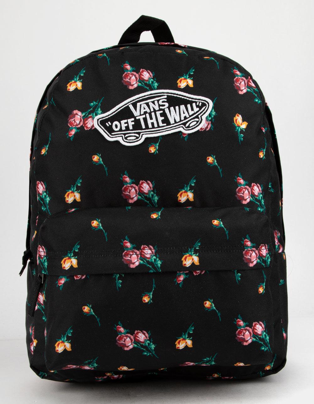 black vans backpack with flowers