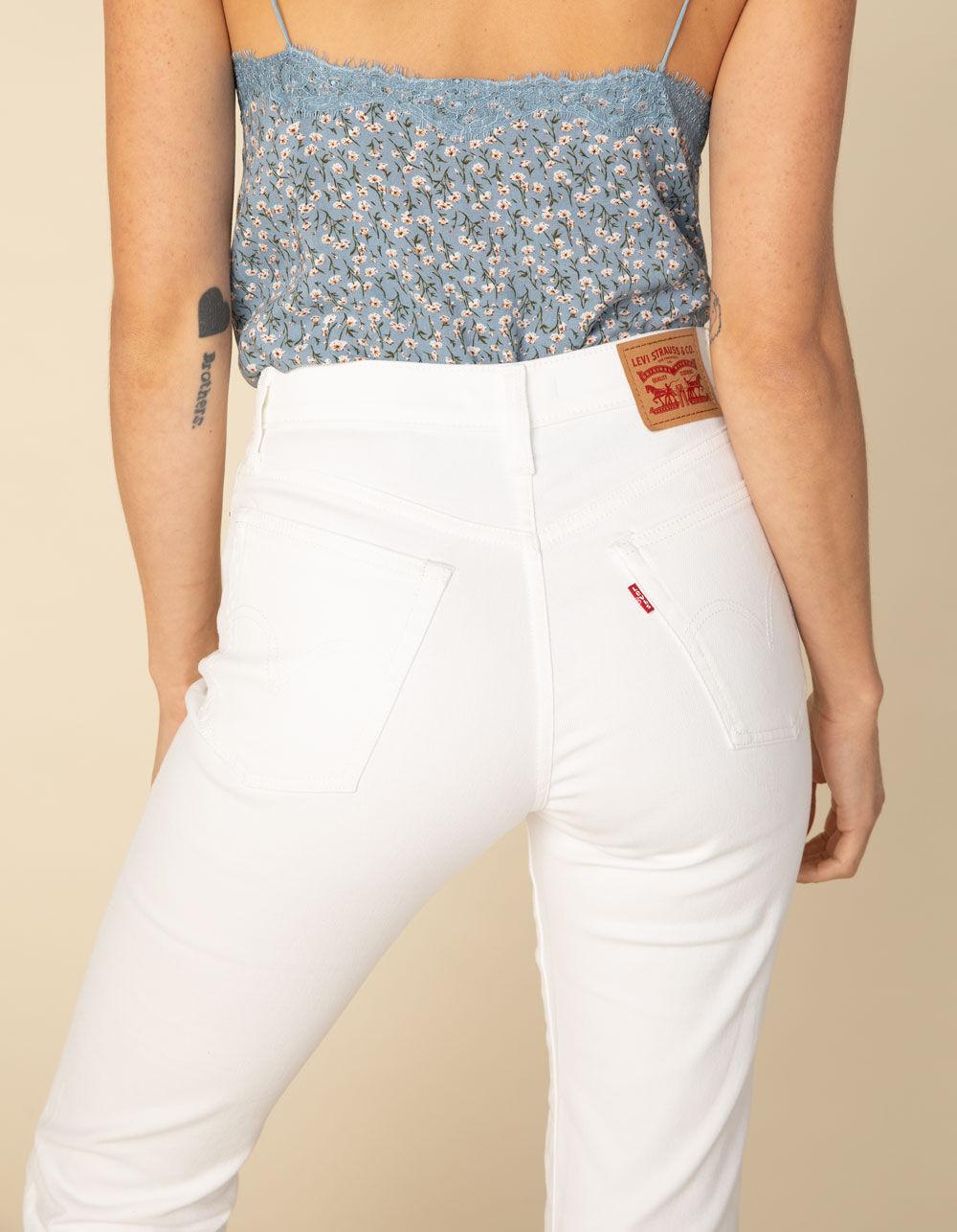 Levi S Denim Wedgie High Rise White Womens Straight Jeans Lyst