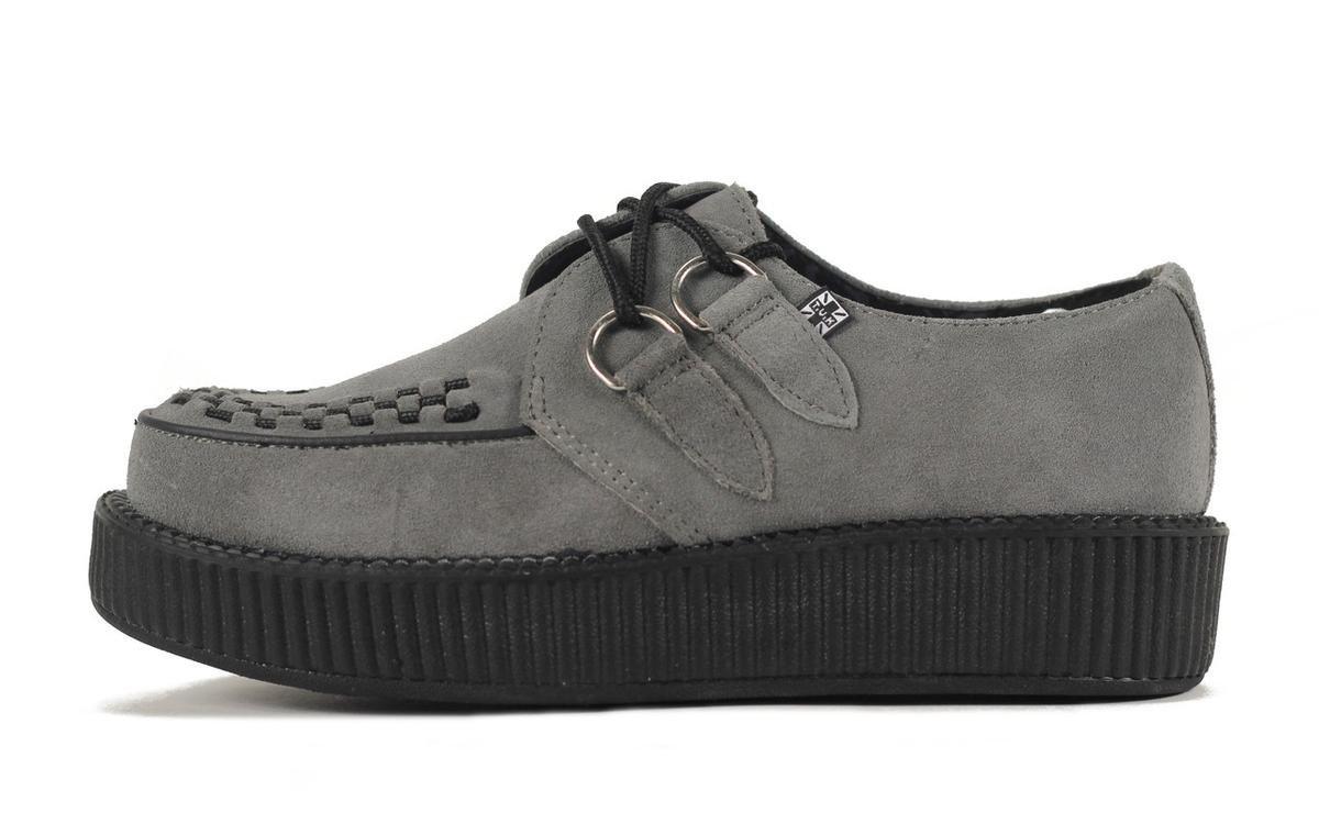 T.U.K. Grey Suede Viva Creepers in Gray Lyst