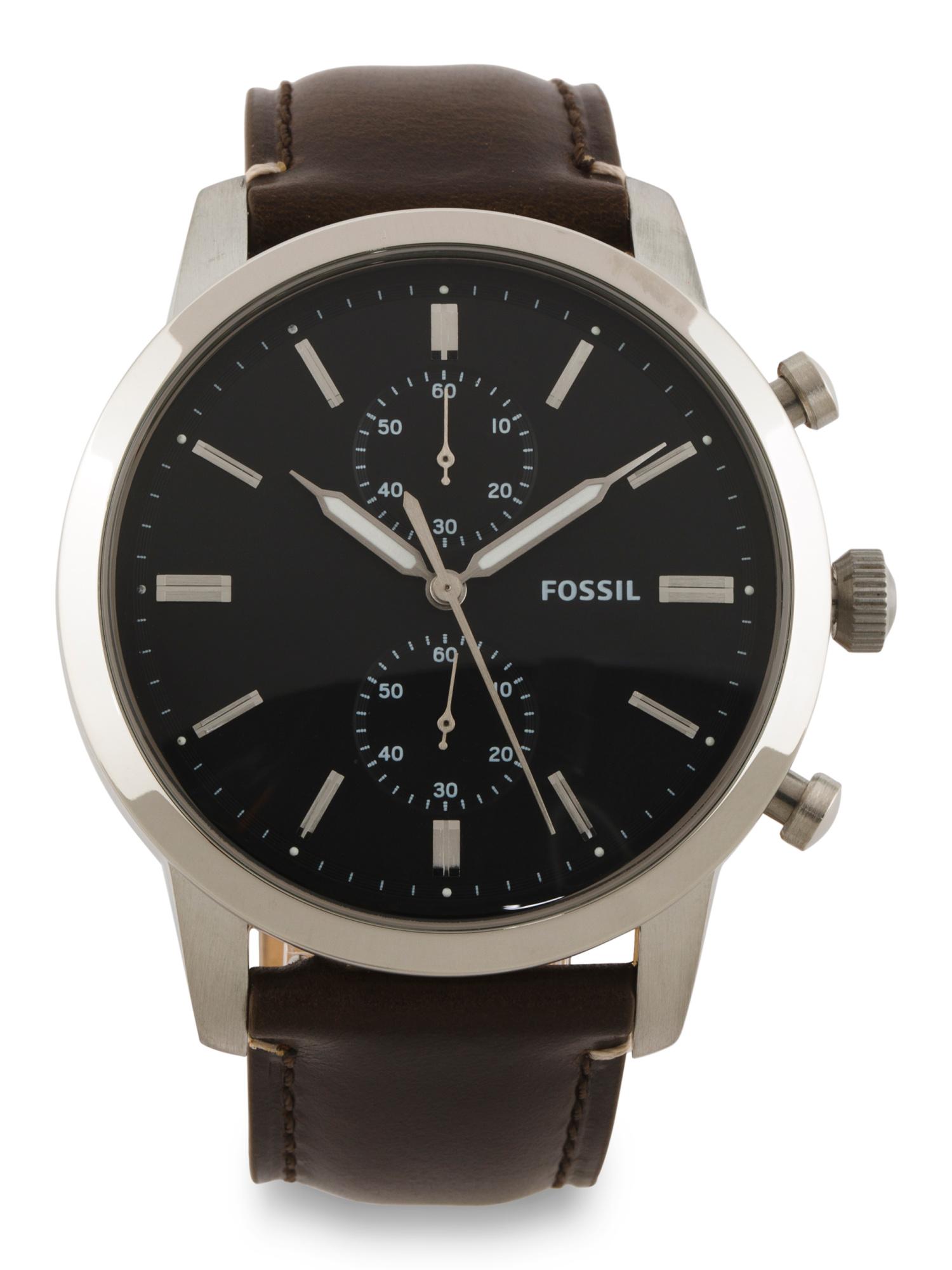 Tj Maxx Mens Townsman Chrono Leather Strap Watch For Men Lyst Free