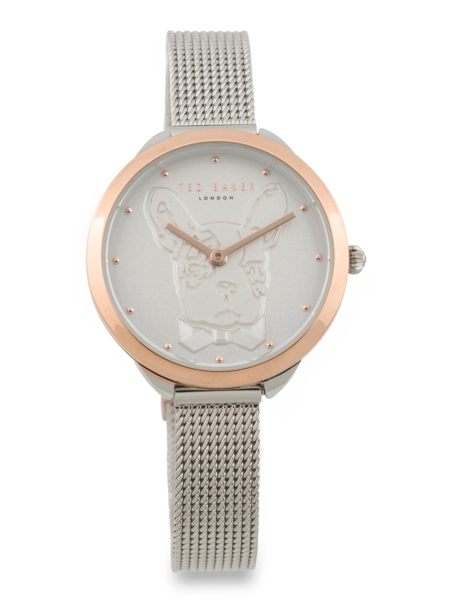 Tj Maxx Women's Mesh Strap Watch With Embossed Logo Dog  