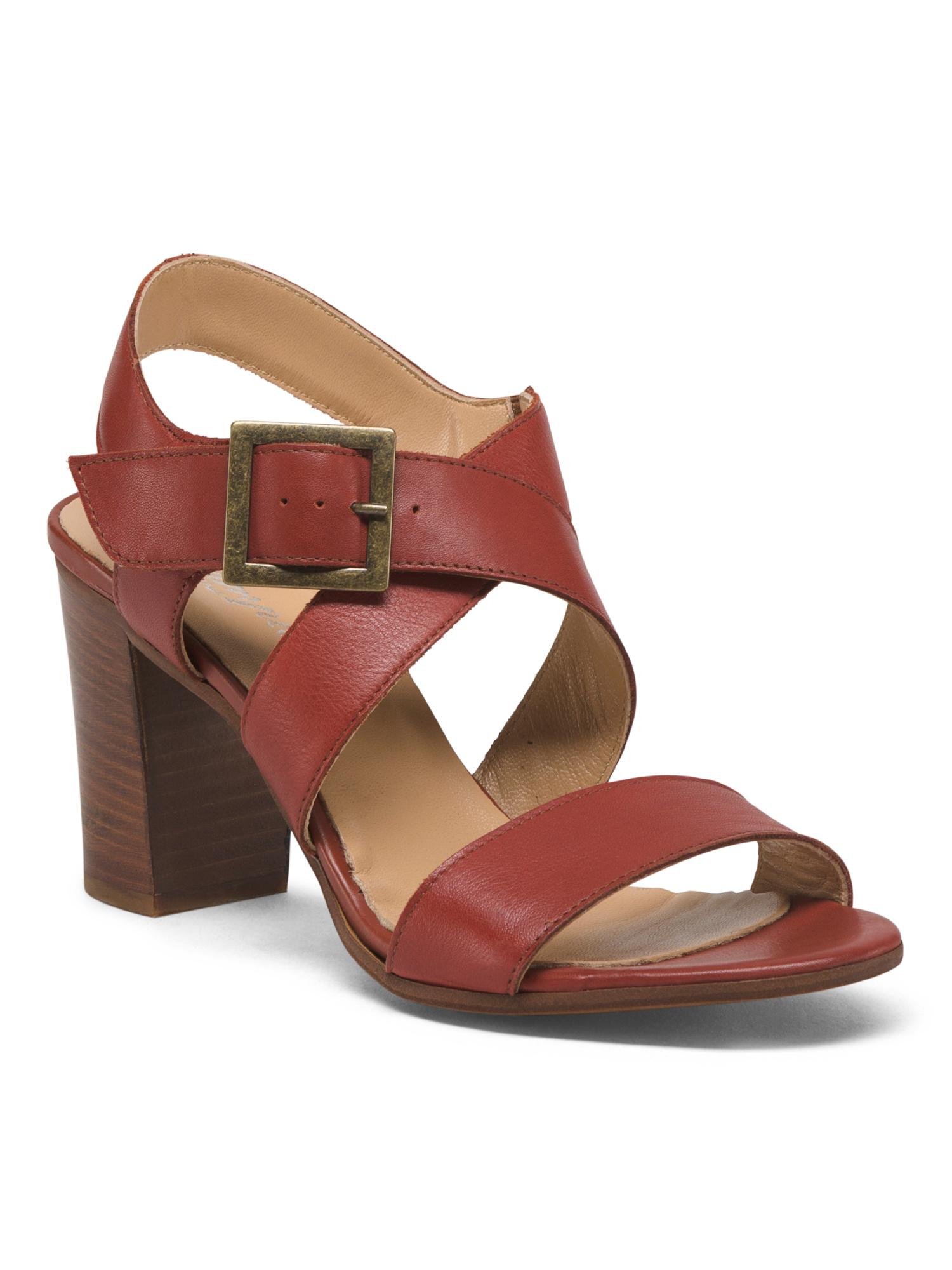 Tj Maxx Made In Italy Stacked Heel Leather Sandals in