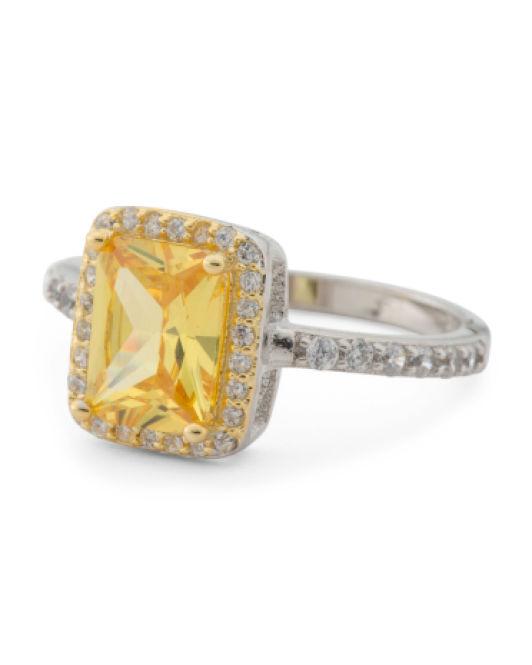 Lyst Tj Maxx Sterling Silver Citrine Cz Engagement Ring in Metallic