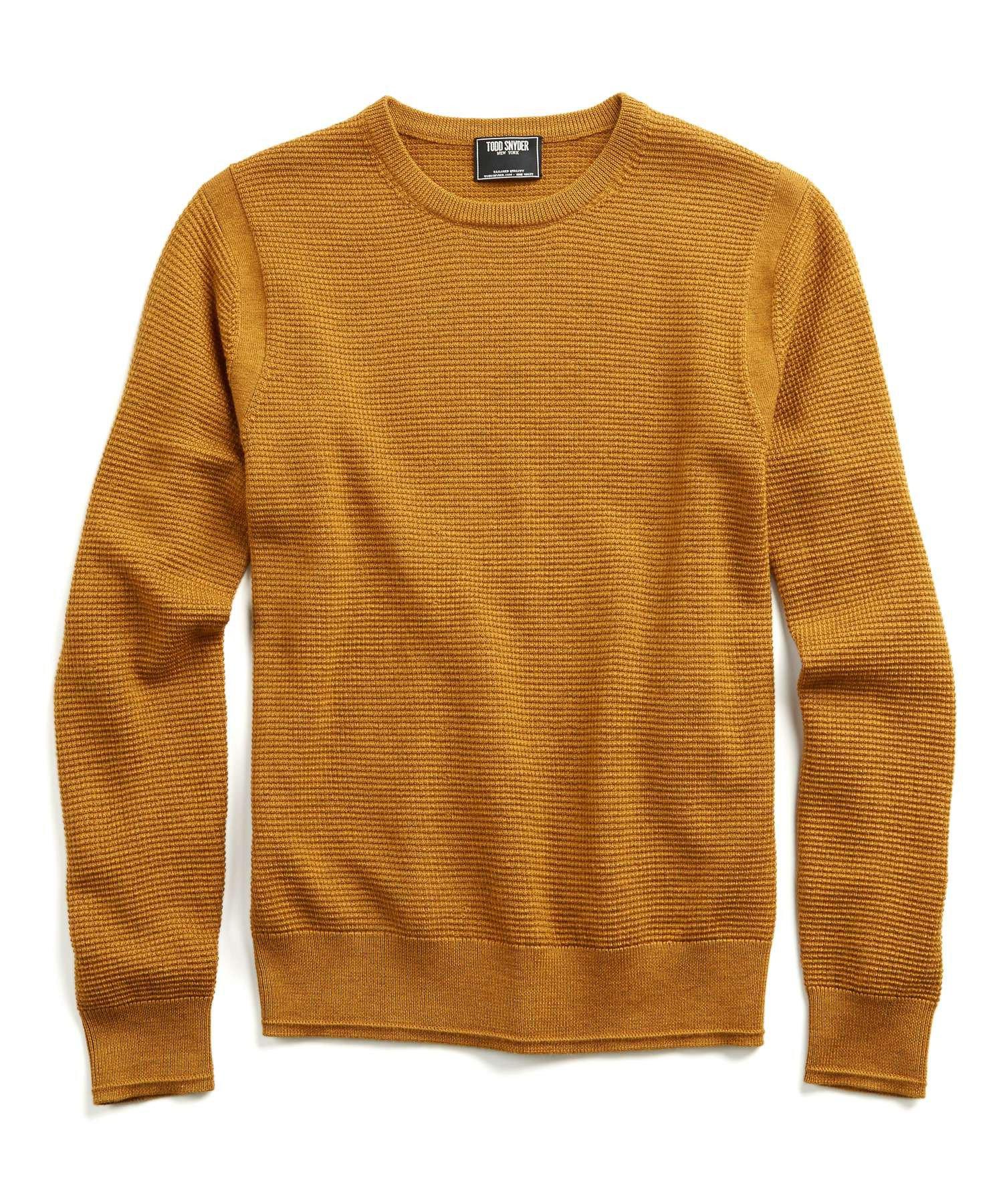 Todd snyder Italian Merino Thermal Crewneck Sweater In Mustard ...