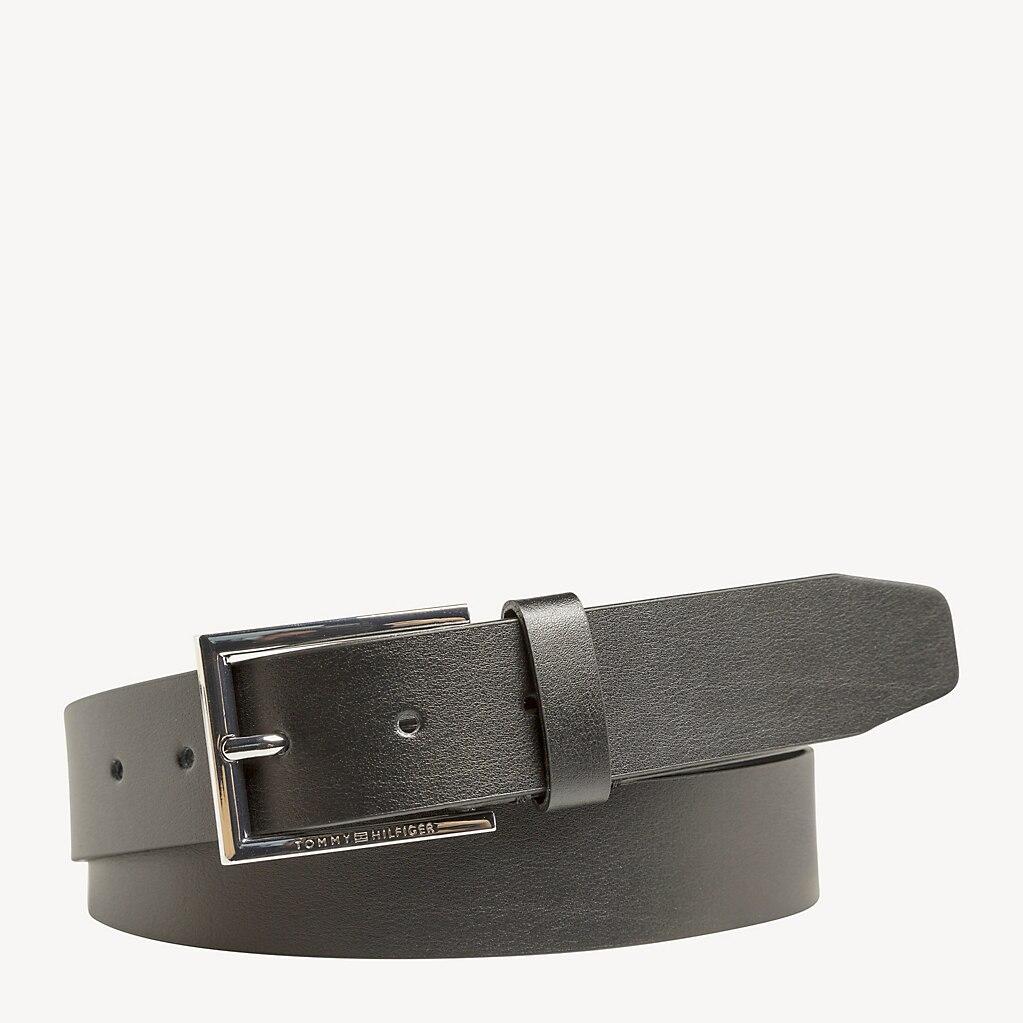 Tommy Hilfiger Pure Leather Engraved Buckle Belt in Black for Men - Lyst