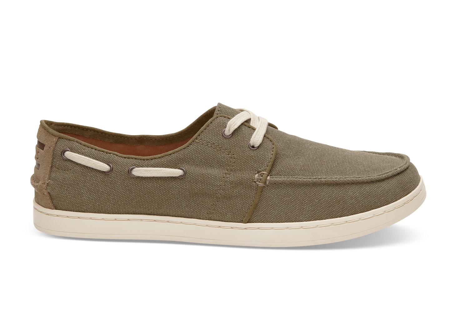 Toms Olive Washed Canvas Men's Culver Boat Shoes in Green for Men | Lyst