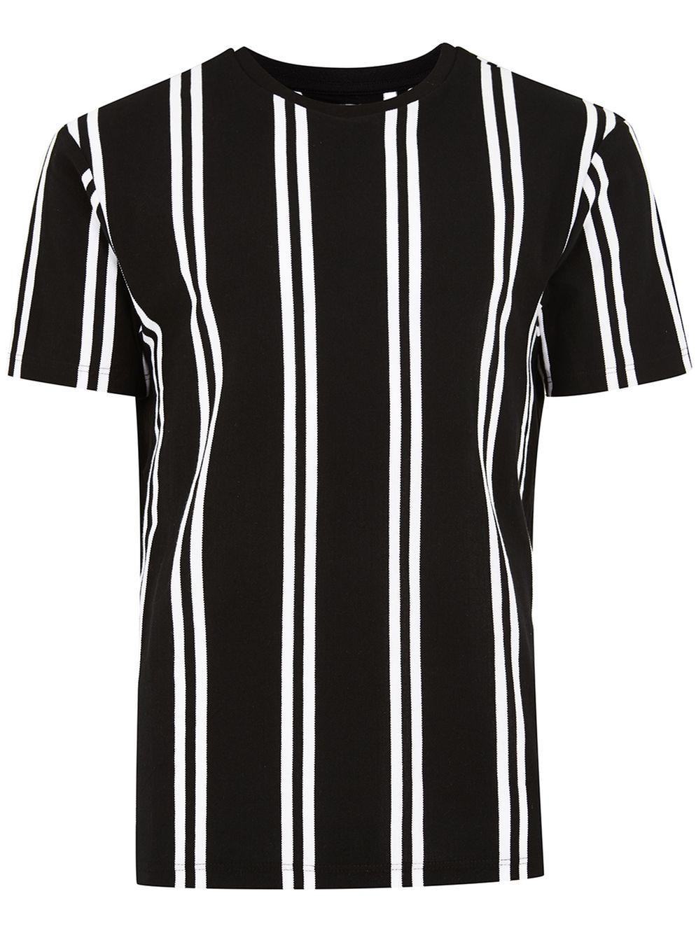 Lyst - Topman Black Slim Vertical Stripe T-shirt in Black for Men