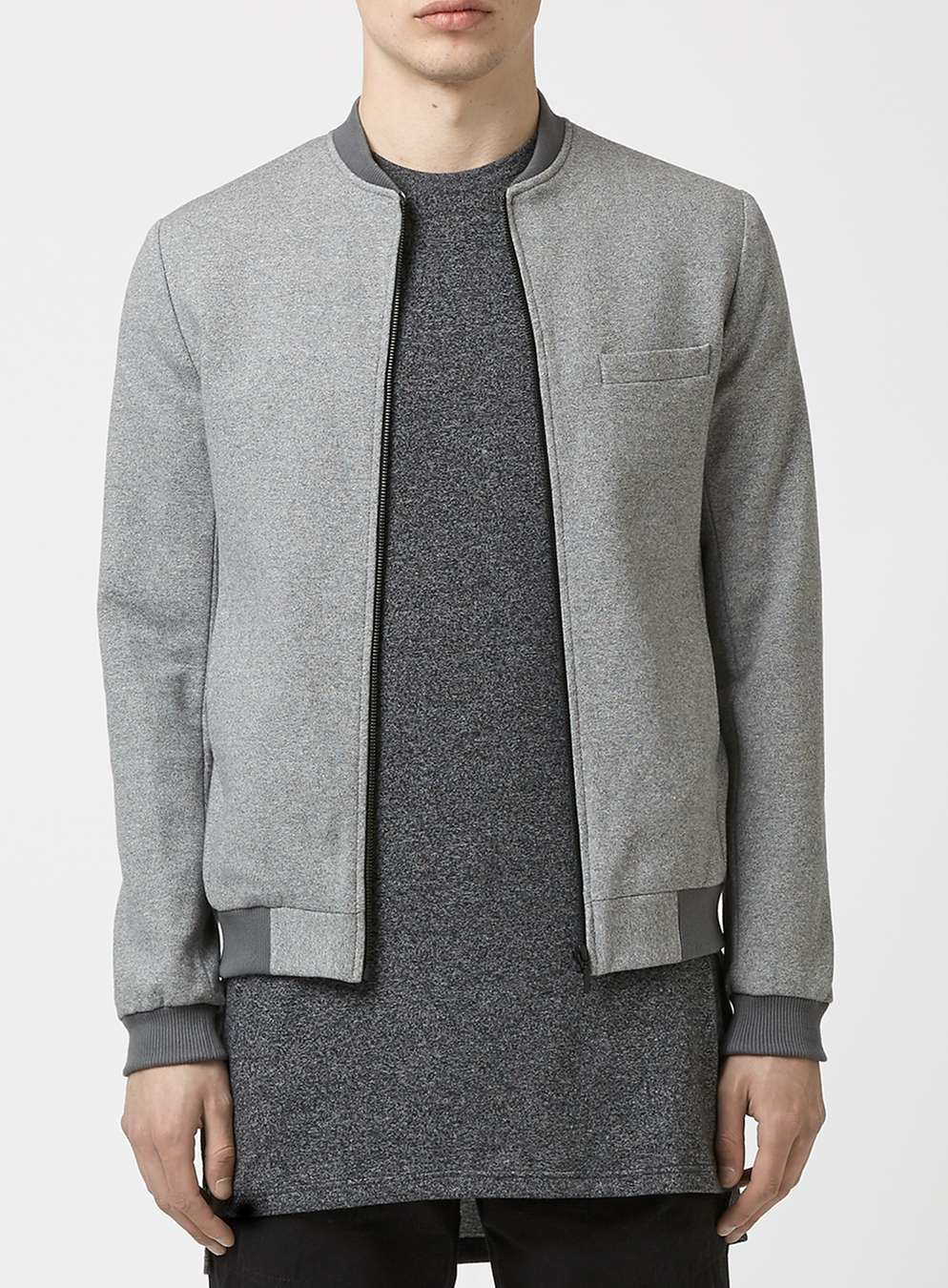 Topman Grey Salt  And Pepper  Tailored Bomber  Jacket in Gray 