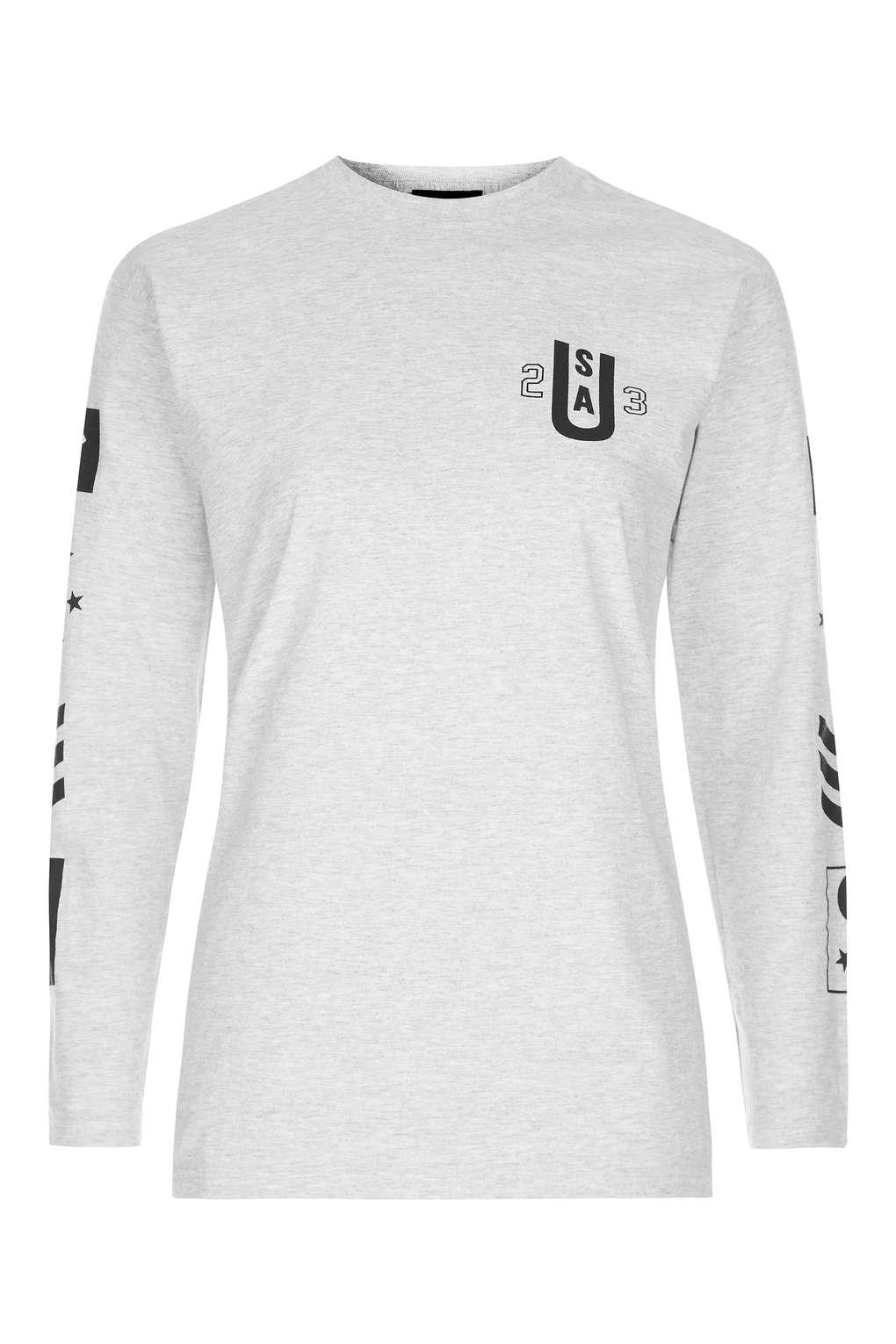 Download Lyst - TOPSHOP Long Sleeve Arm Graphic T-shirt in Gray