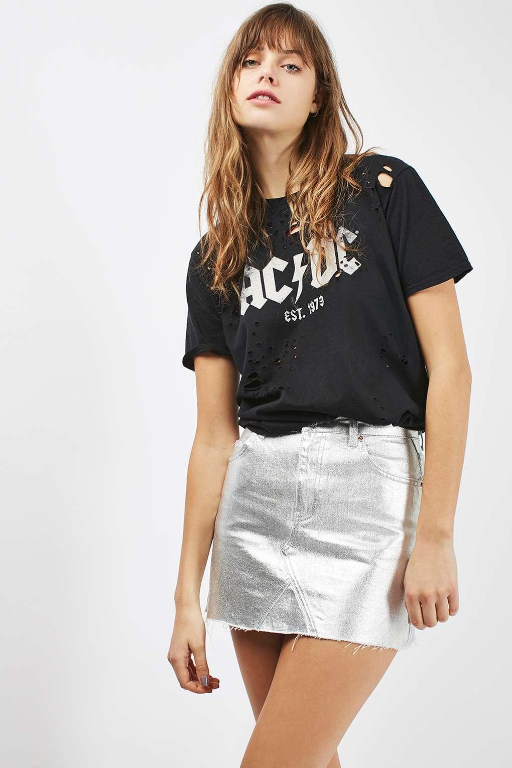 metallic micro mini skirt