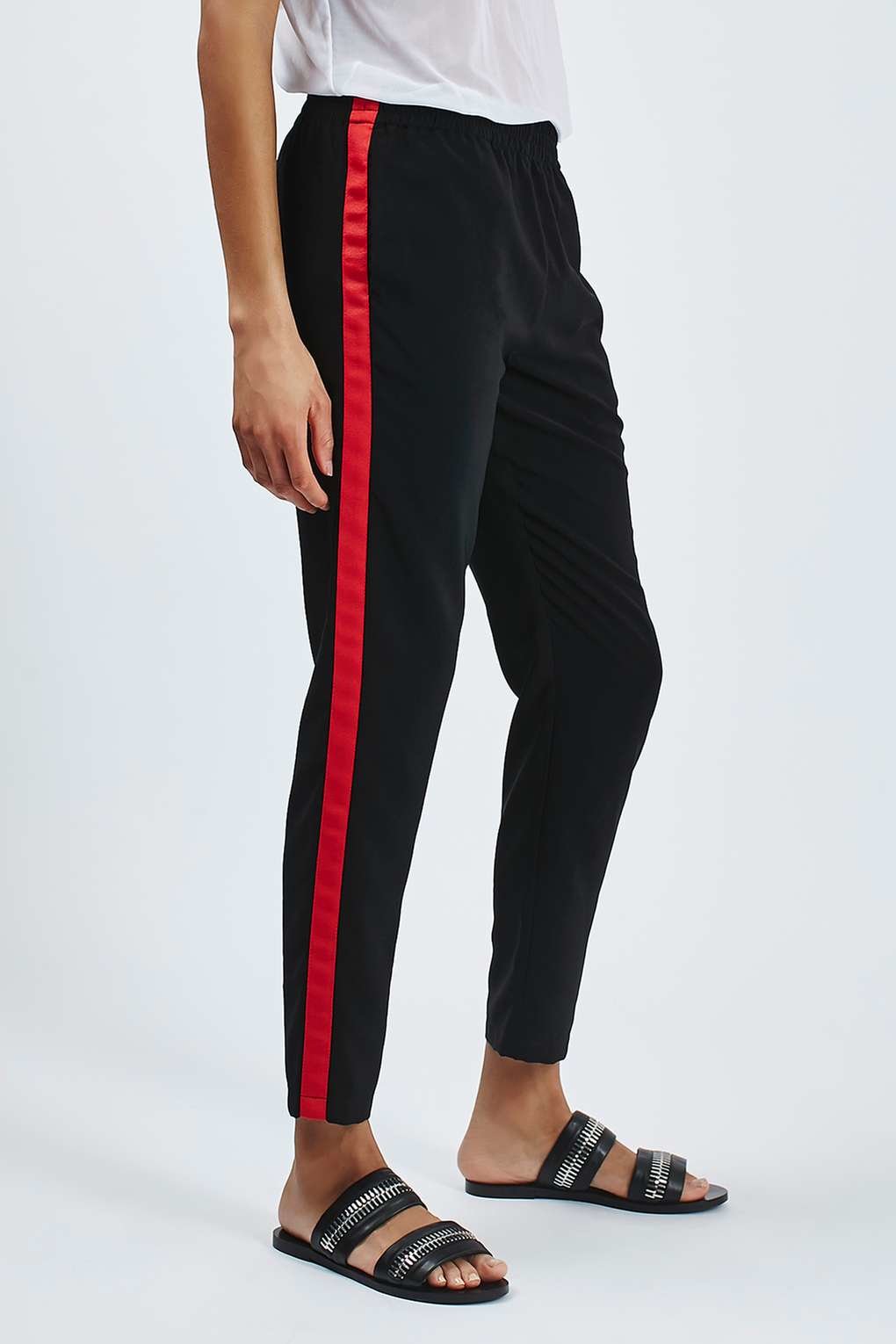 Topshop Side Stripe  Jogger  in Black Lyst