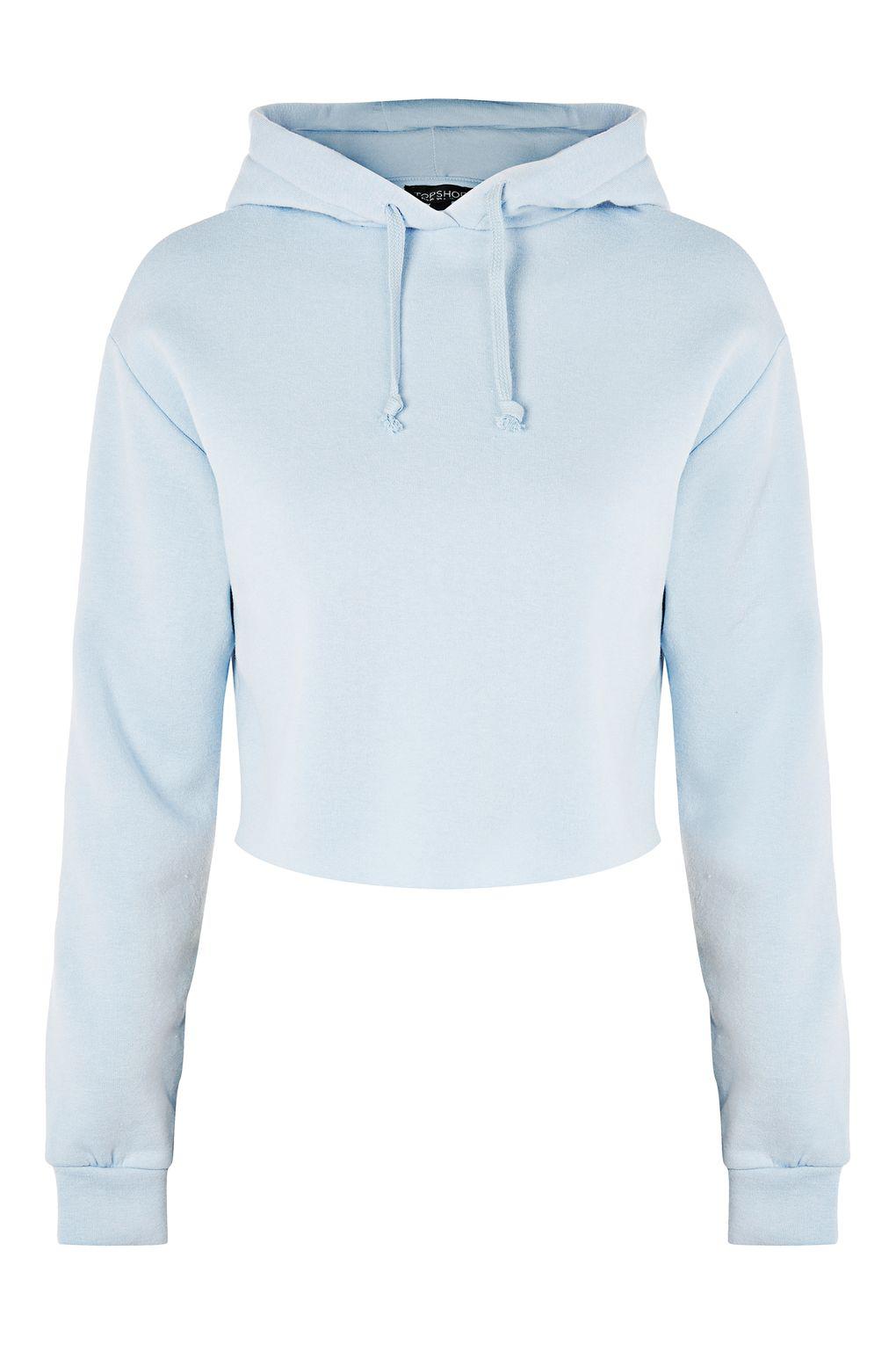 Lyst - Topshop Cropped Hoodie in Blue