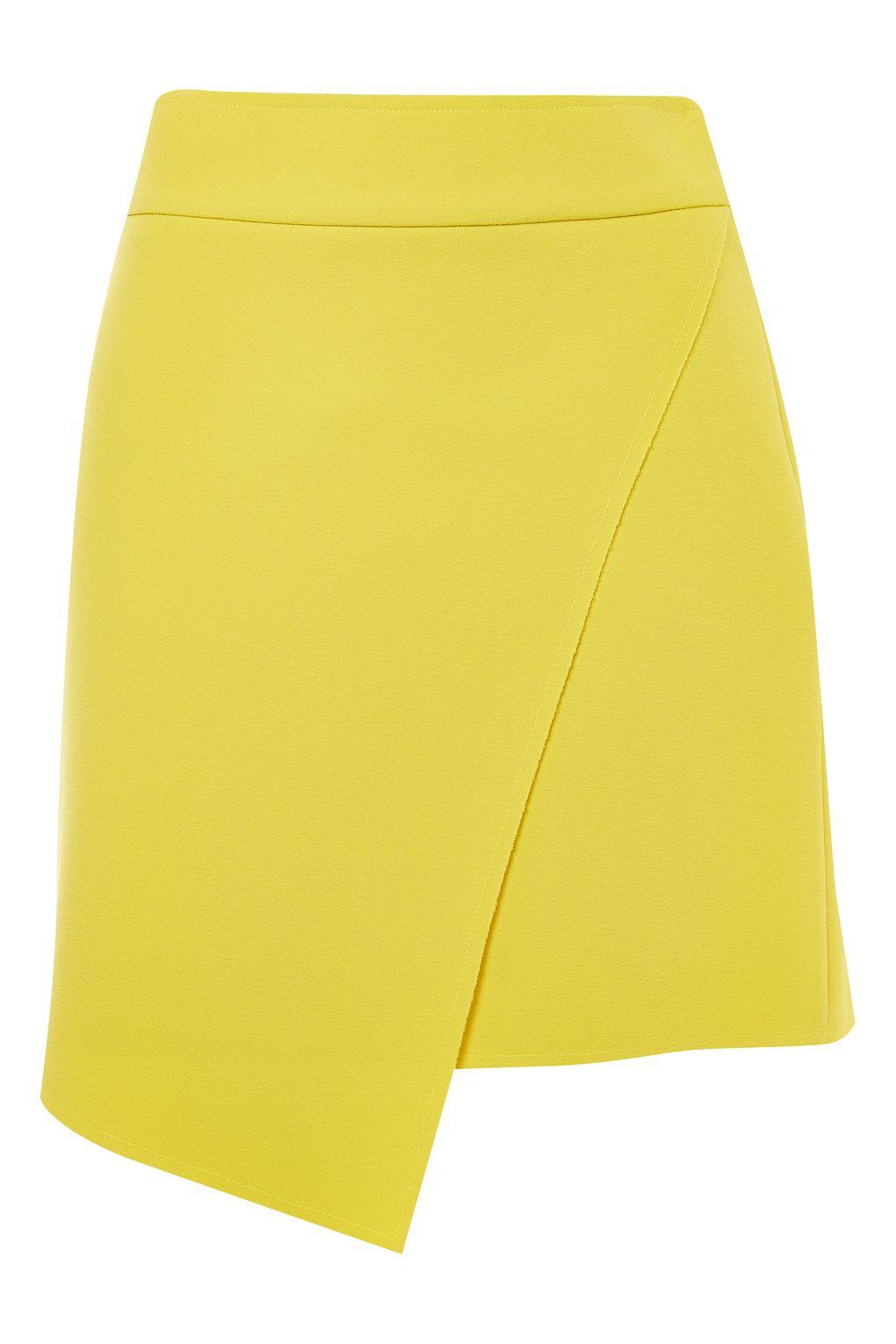 Topshop Tall Asymmetric Wrap Mini Skirt in Yellow | Lyst