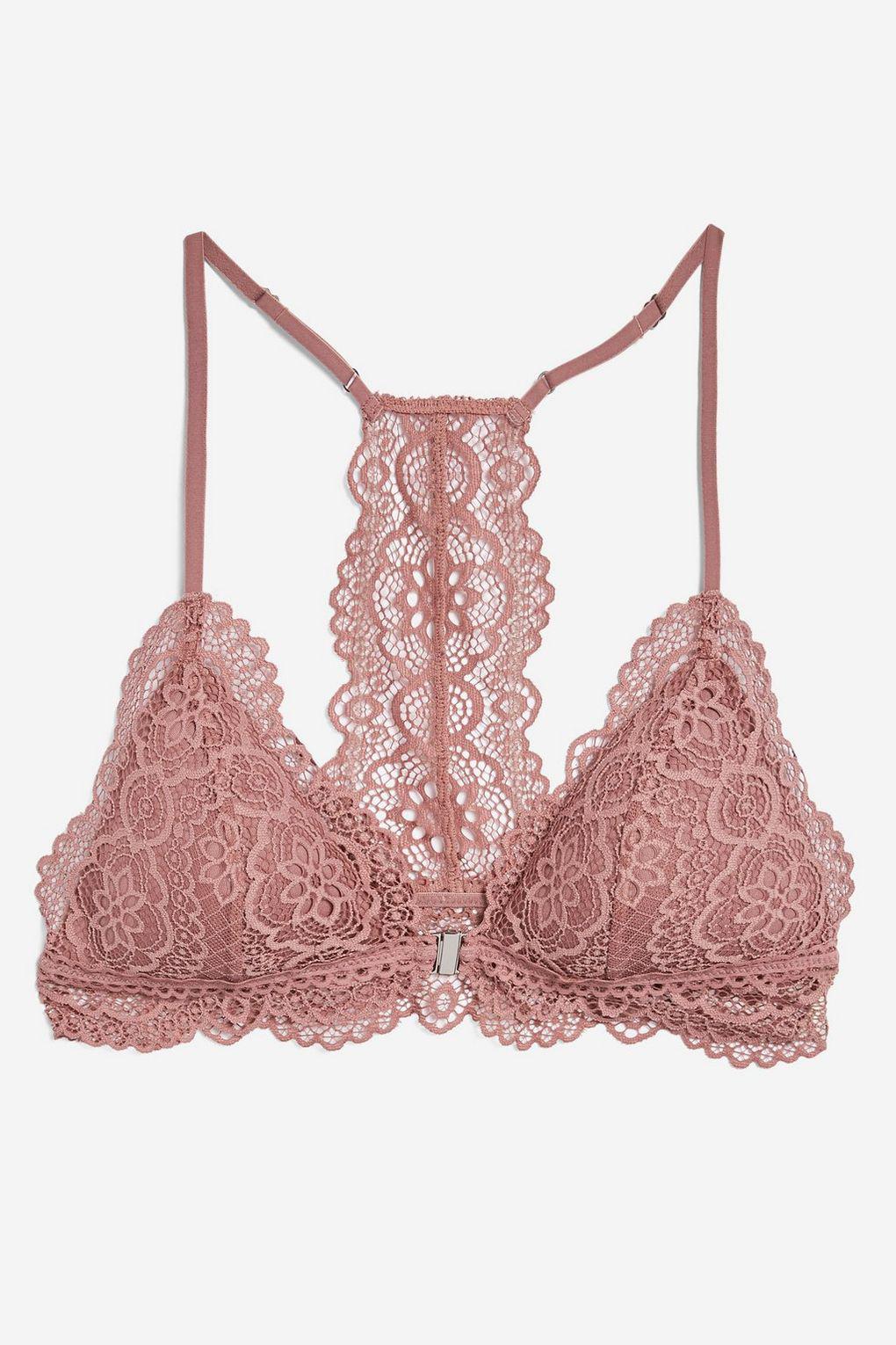 TOPSHOP Floral Lace Triangle Bra in Pink - Lyst