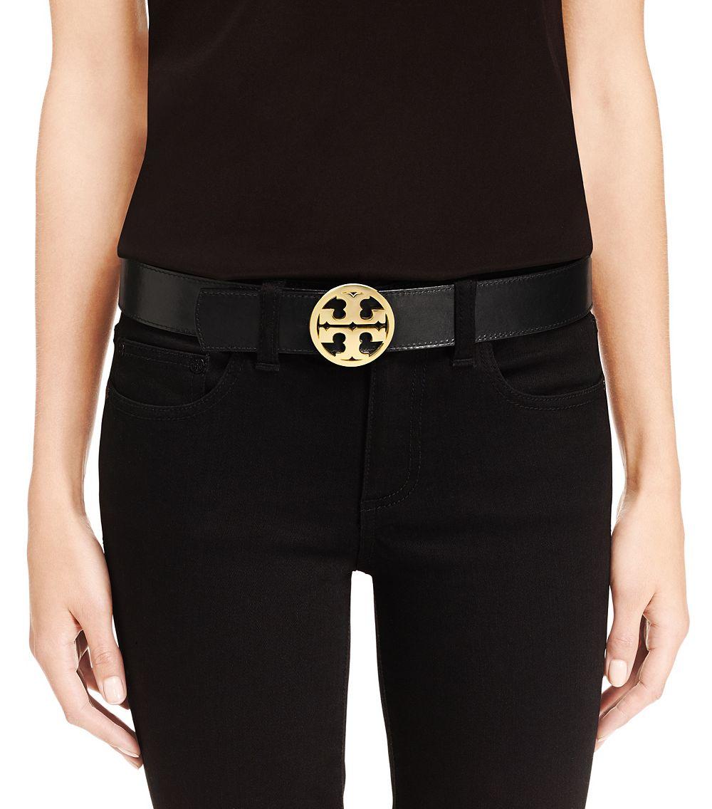 Lyst Tory Burch 1 1/2" Reversible Classic Tory Logo Belt in Black