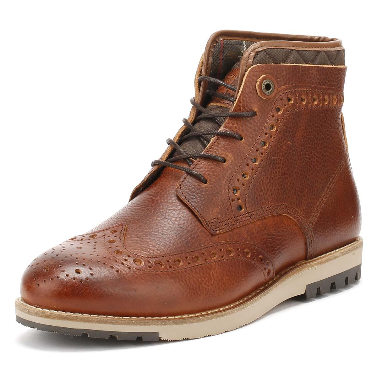 Barbour Leather Mens Cognac Red Cowan Brogue Boots in Brown for Men - Lyst
