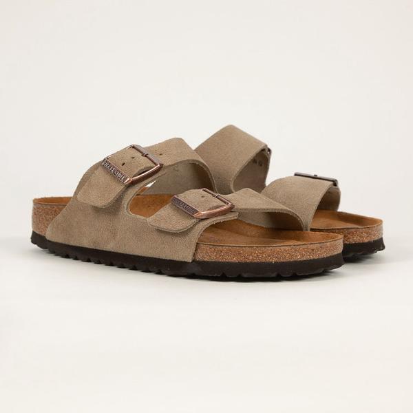 Birkenstock Arizona Taupe Suede Narrow Sandals in Natural/Brown (Brown ...