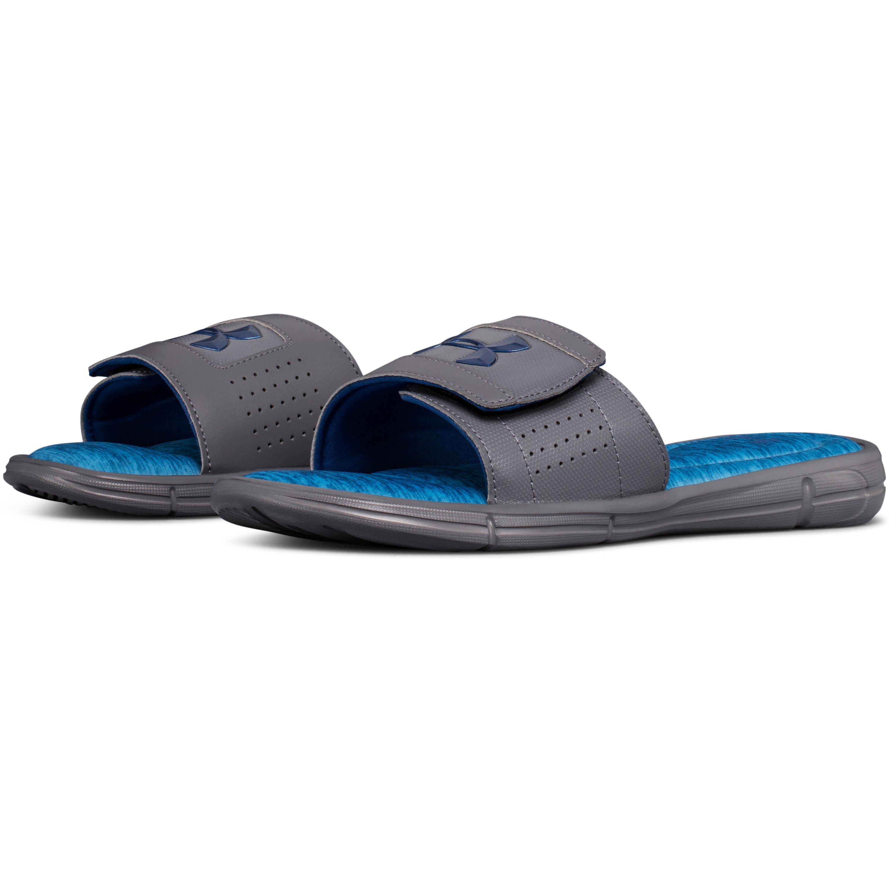 mens blue under armour slides