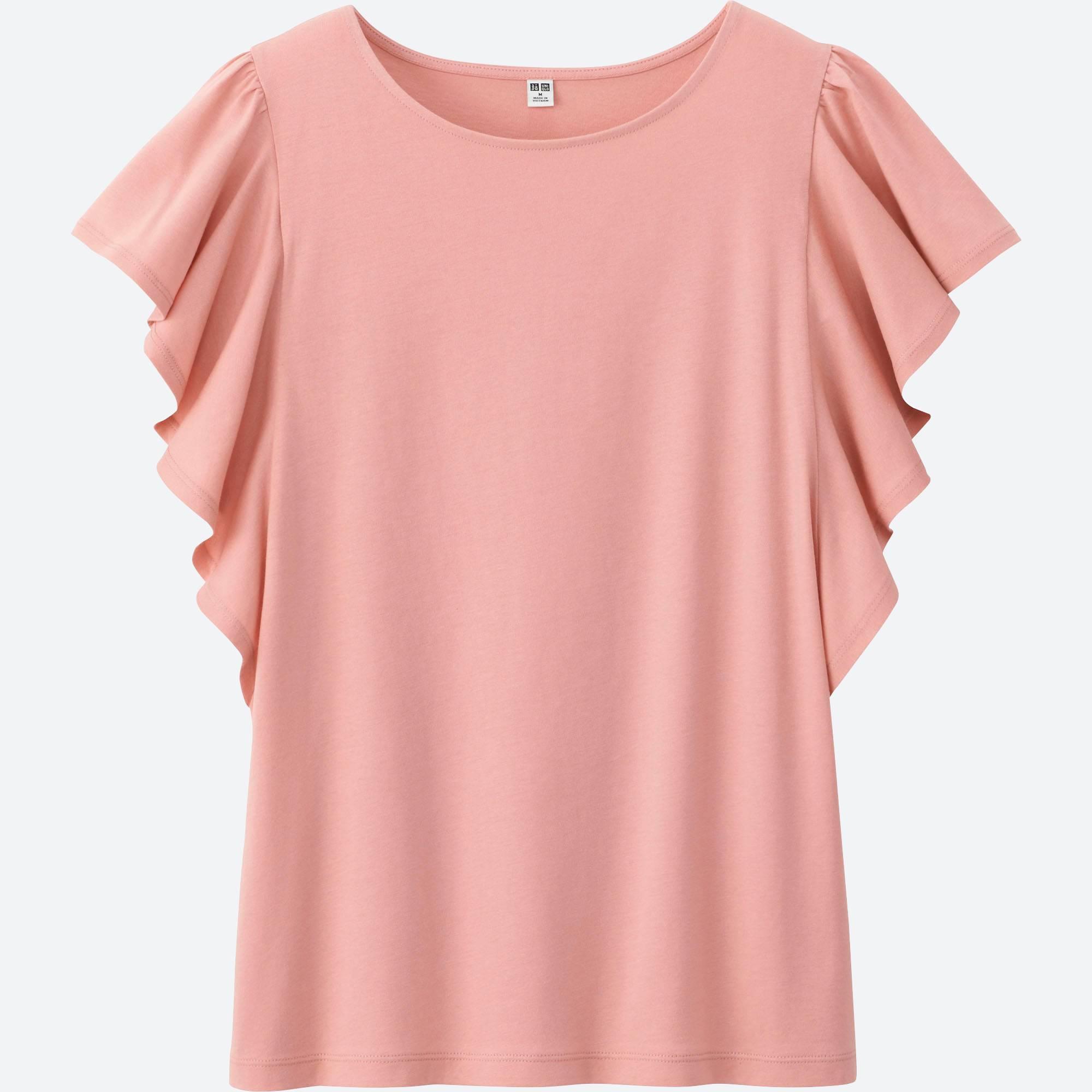 Lyst Uniqlo  Women  Frill Short sleeve T  shirt  in Pink