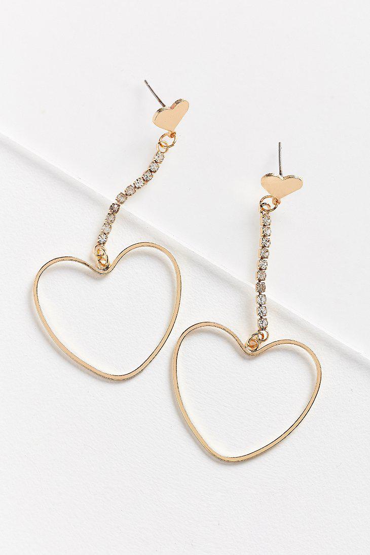 Lyst Urban Outers Billie Rhinestone Heart Drop Earring In Metallic Gallery