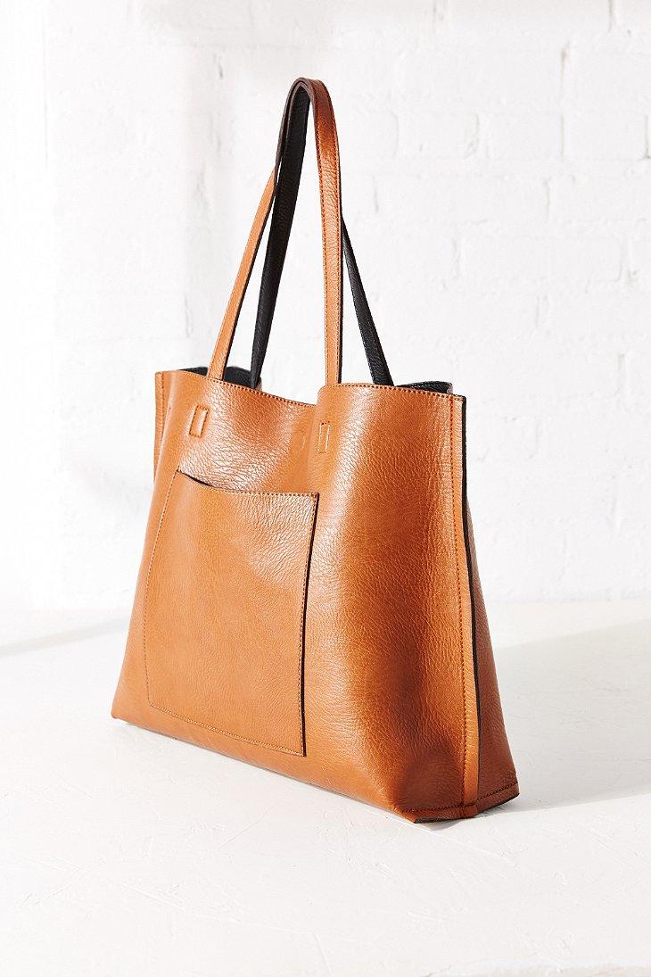 Lyst - Urban Outfitters Reversible Vegan Leather Tote Bag in Natural