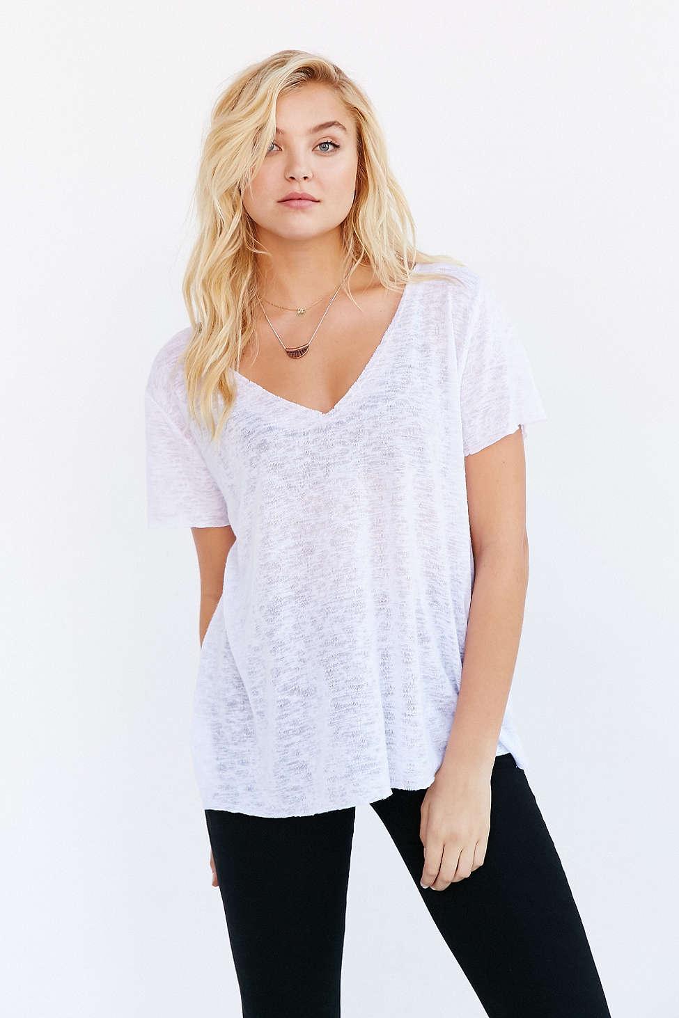 white v neck knit