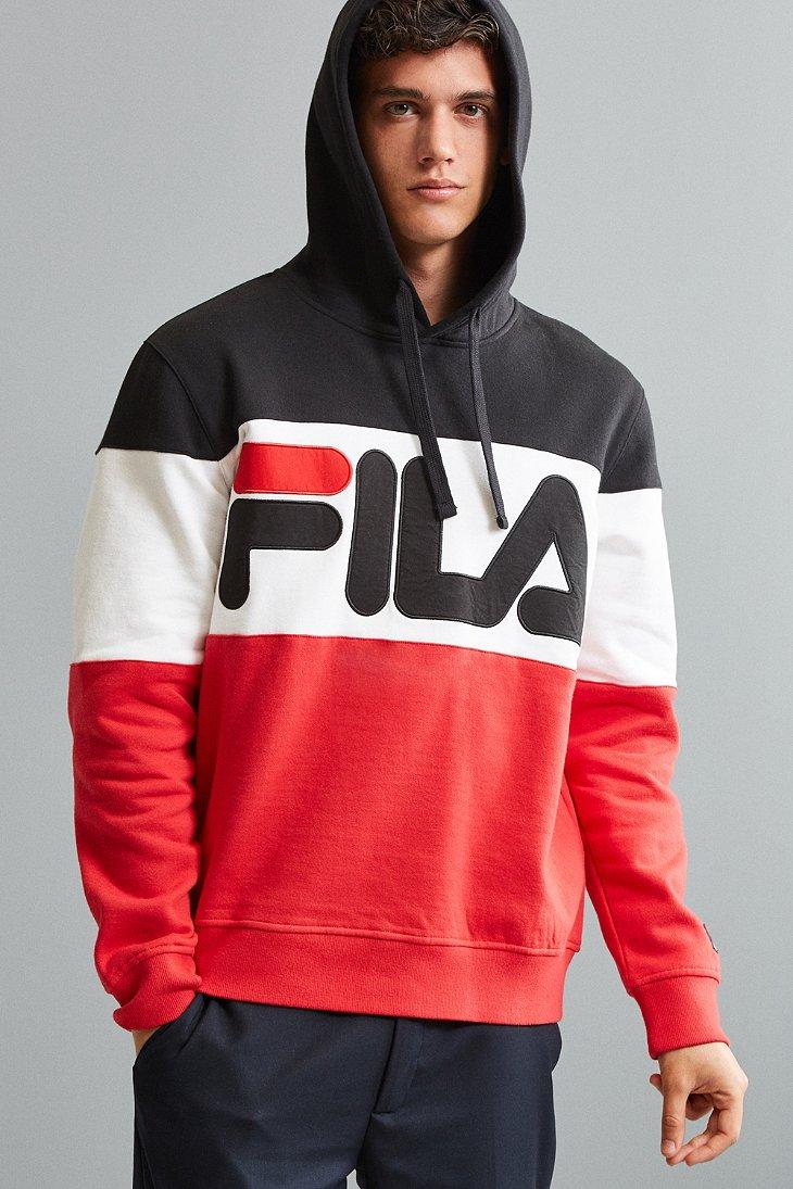 Lyst - Fila Colorblocked Hoodie Sweatshirt in Red for Men